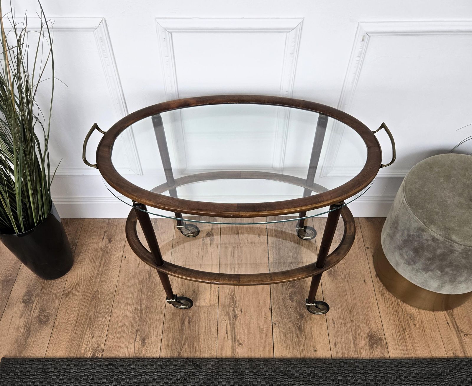 photo furniture 1950s Art Deco Midcentury Italian Wood And Brass Dry Bar Cabinet Liquor Cart