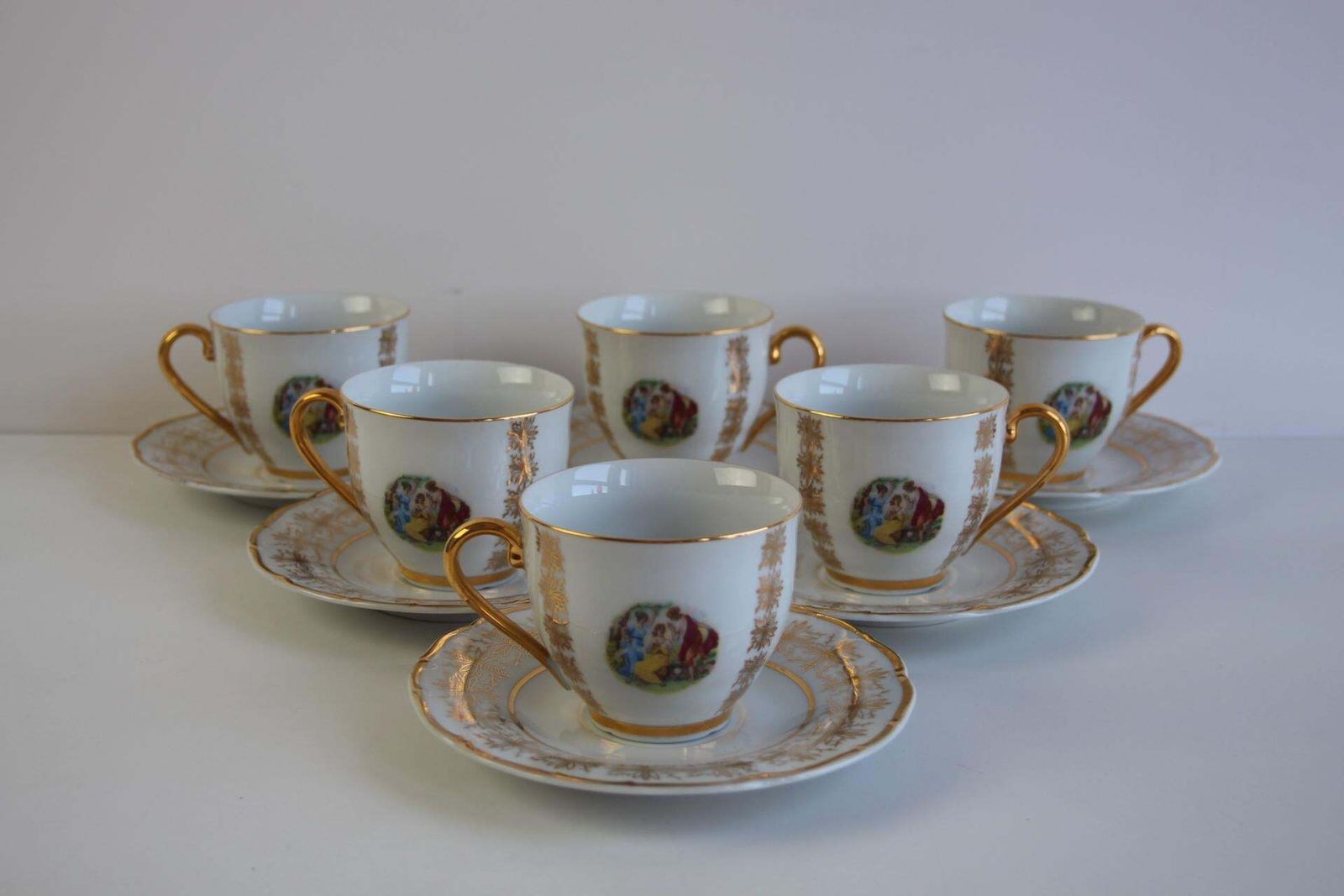 Set Of 6 Vintage Epiag Czech Porcelain Demitasse Cups And Saucers photo for sale