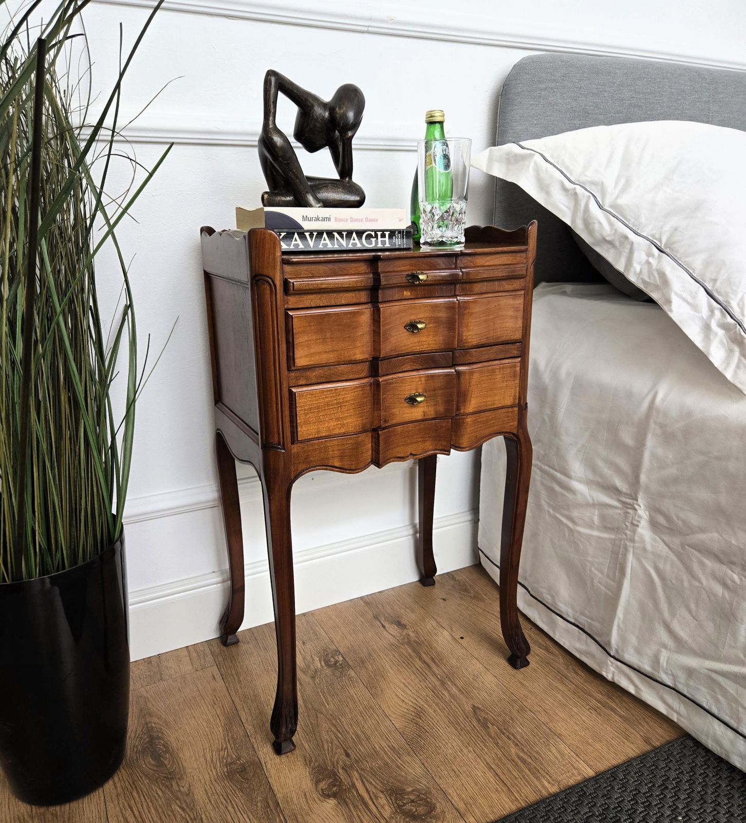 Pair Of French Night Stands Bedside Tables With Drawers And Carbriole Legs photo furniture