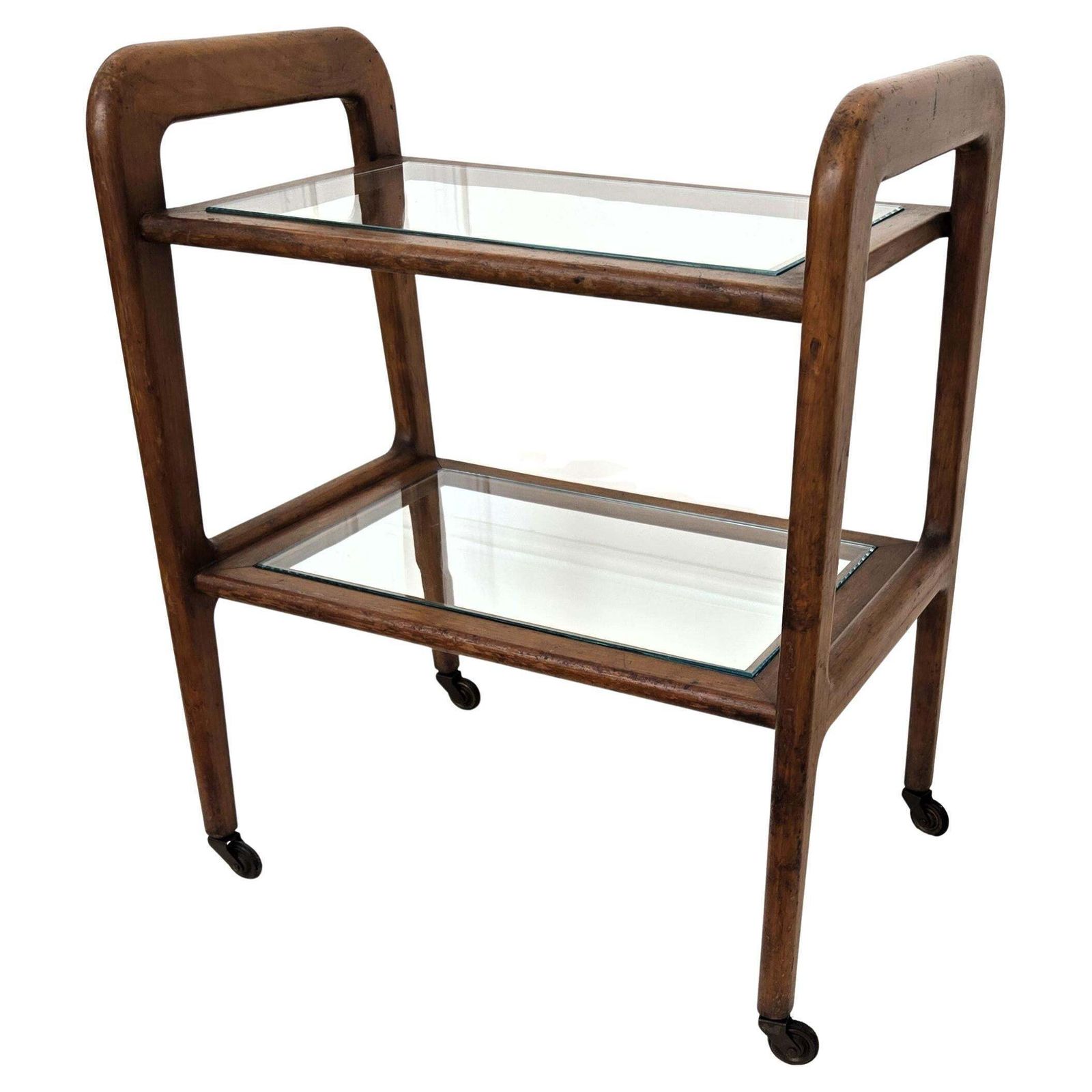 1960s Mid Century Small Italian Wood And Brass Dry Bar Cabinet Liquor Cart