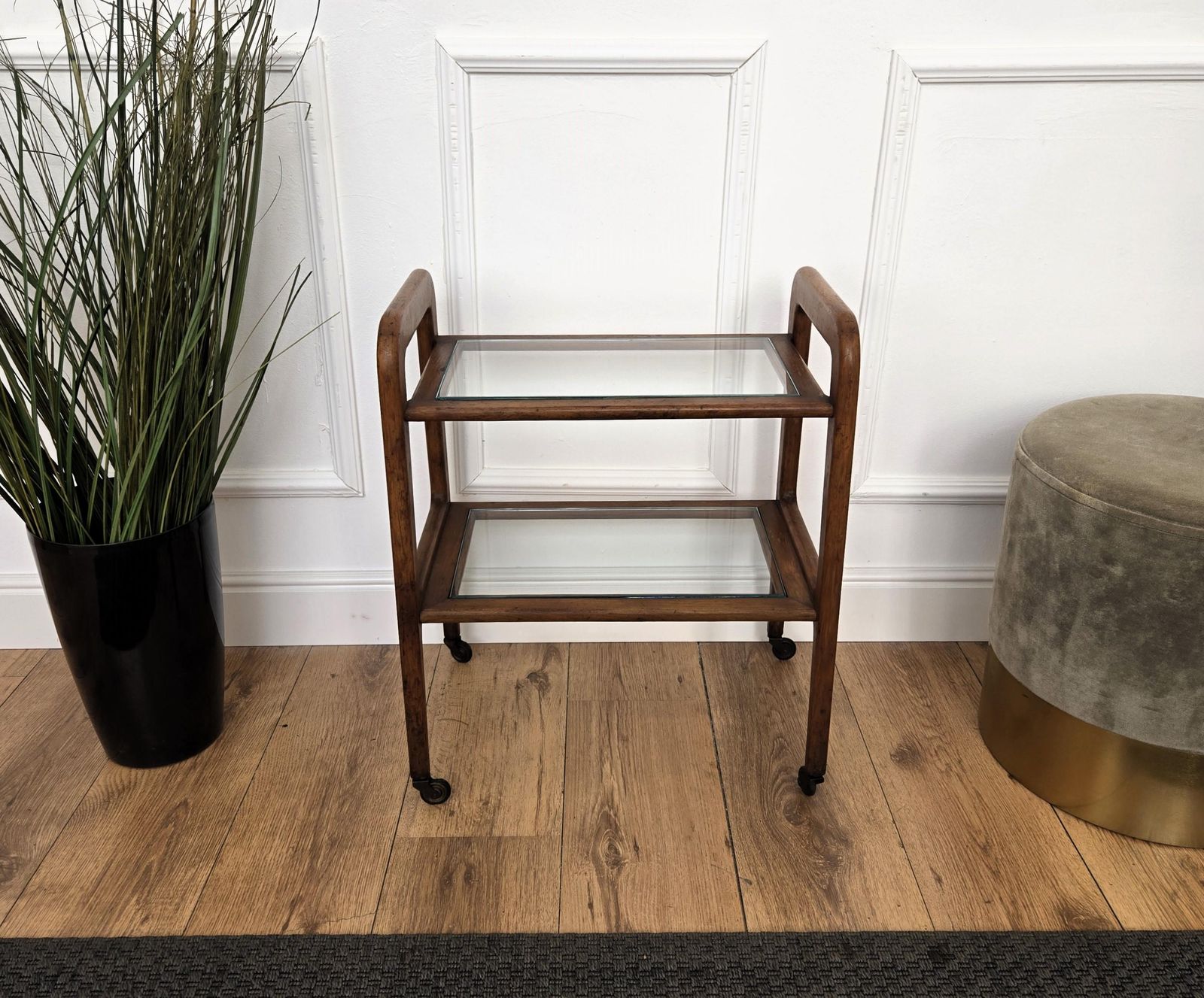 1960s Mid Century Small Italian Wood And Brass Dry Bar Cabinet Liquor Cart photo buy