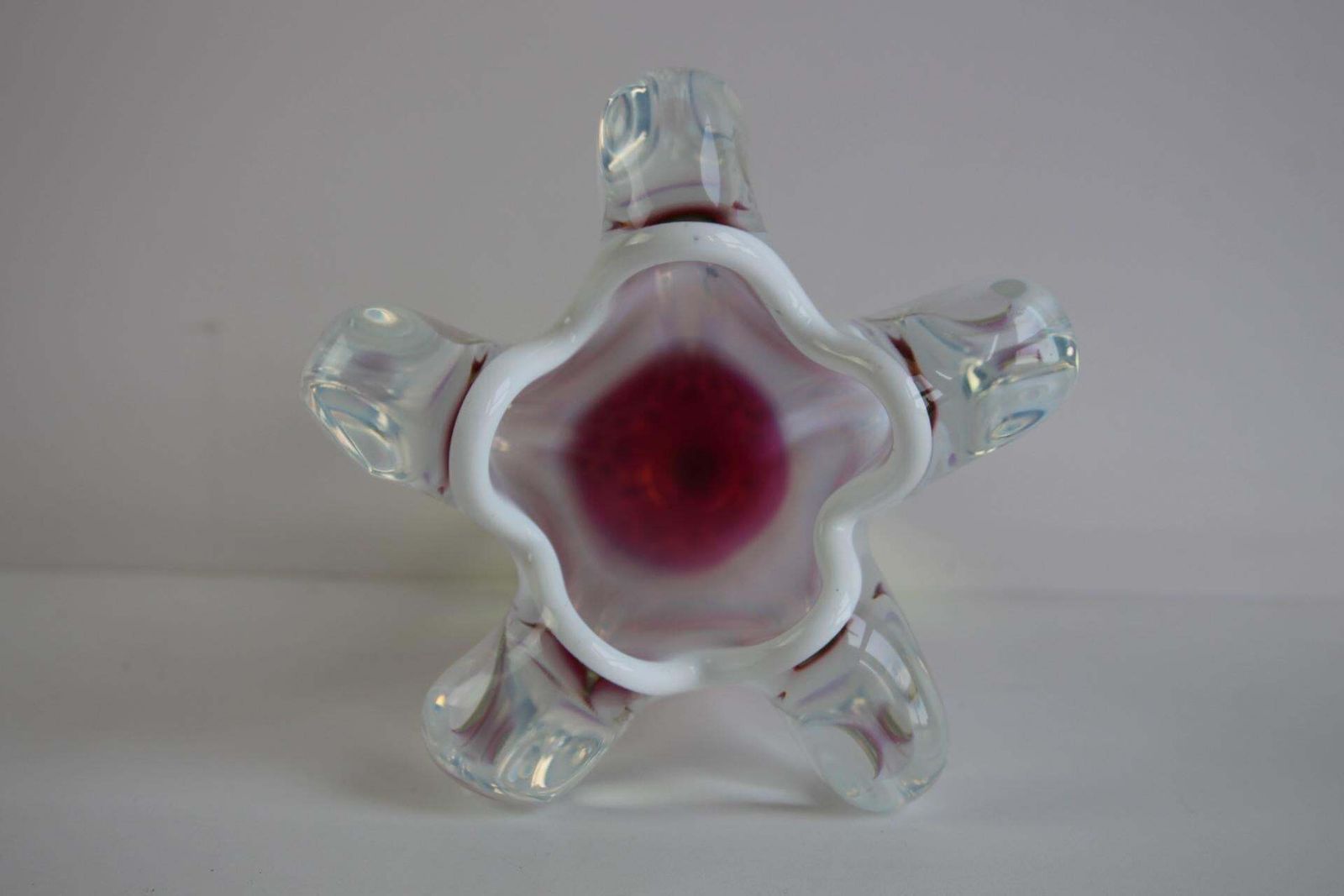 Stunning Mid Century Czech Art Glass Vase By Hospodka Red, Pink, And Lime Green photo vinterior