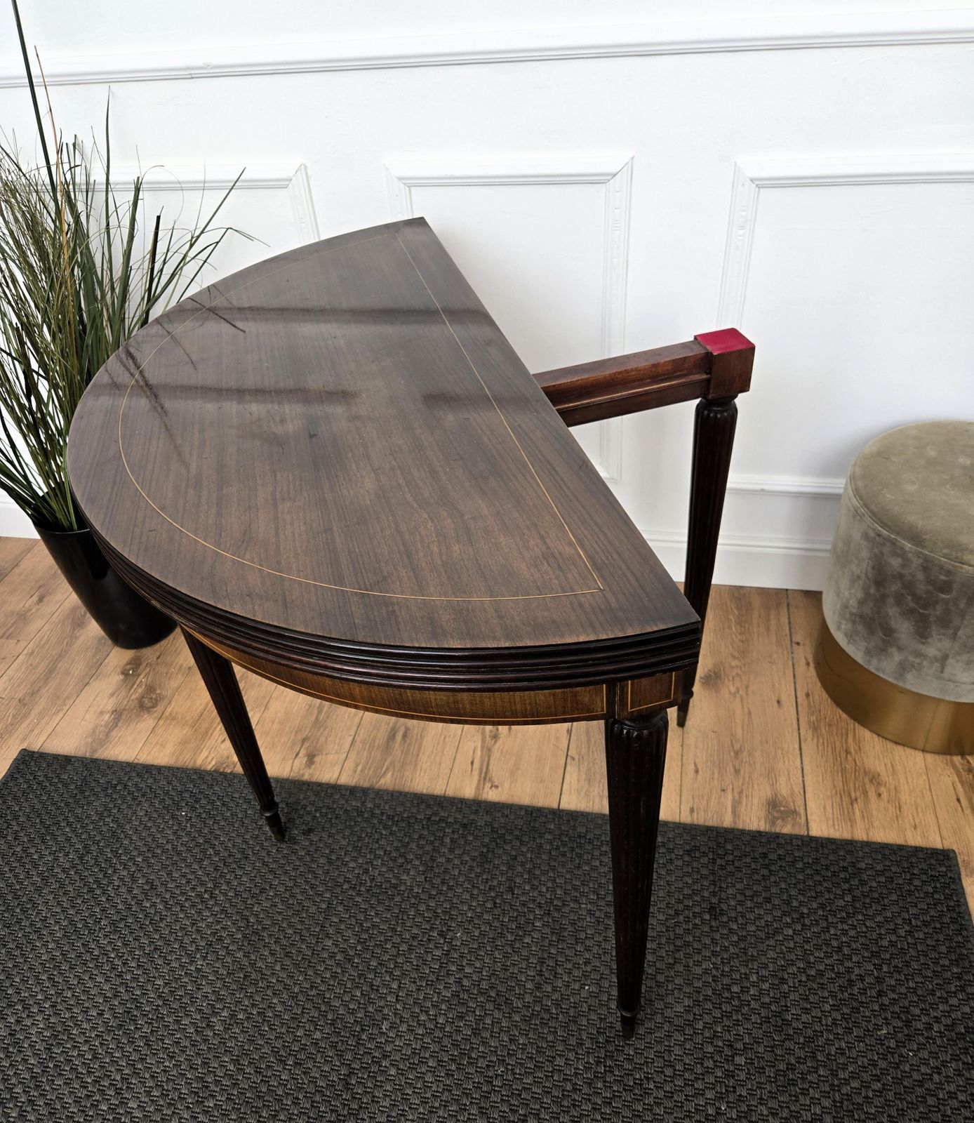Italian Mid Century Wooden Demi Lune Folding Console Dining Game Table photo 1770.0