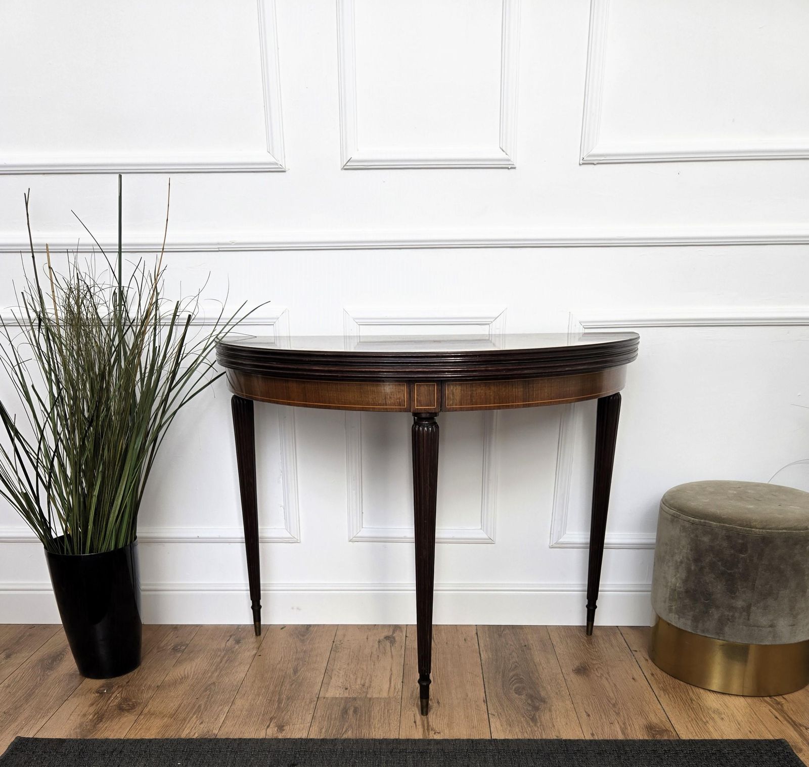 photo furniture Italian Mid Century Wooden Demi Lune Folding Console Dining Game Table