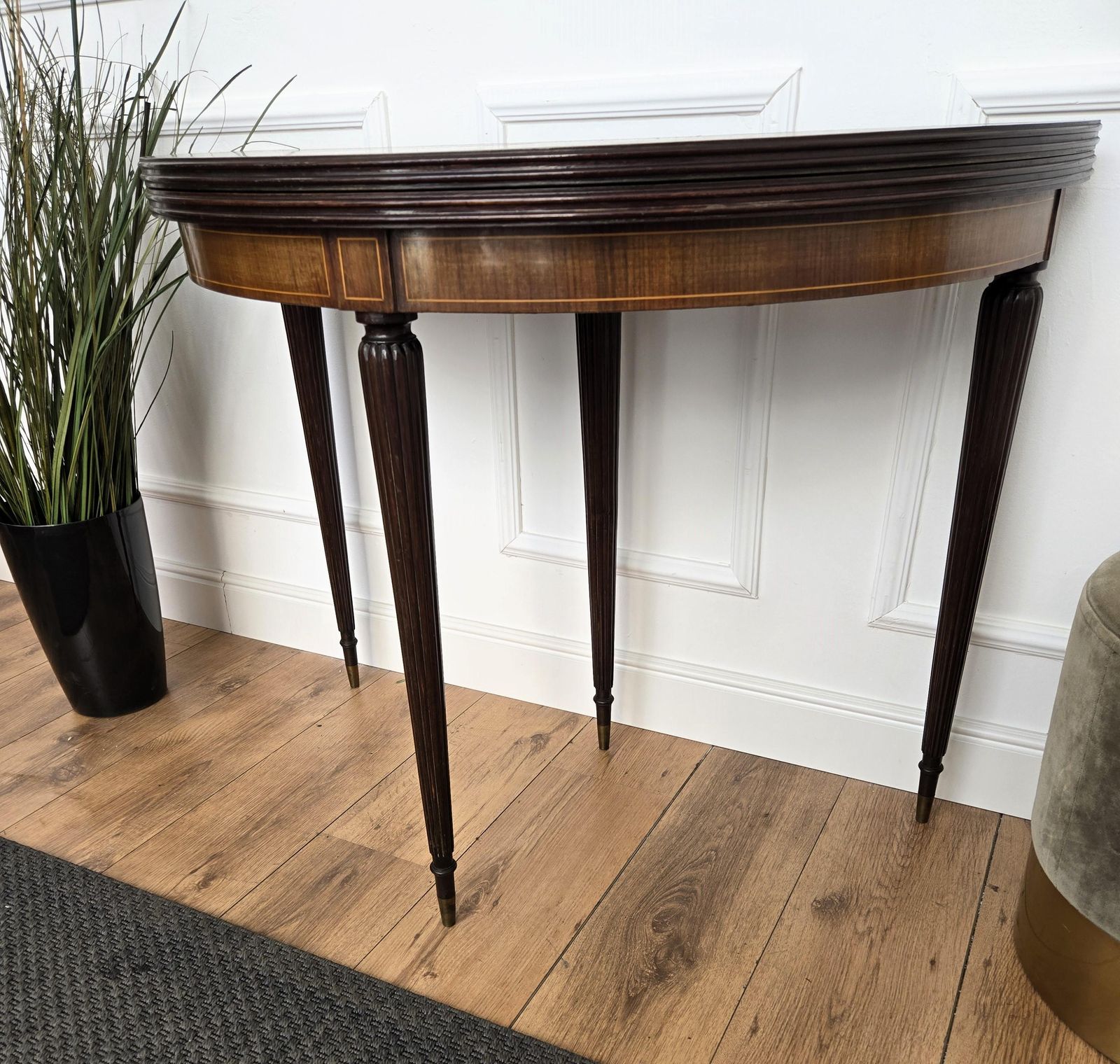 photo for sale Italian Mid Century Wooden Demi Lune Folding Console Dining Game Table