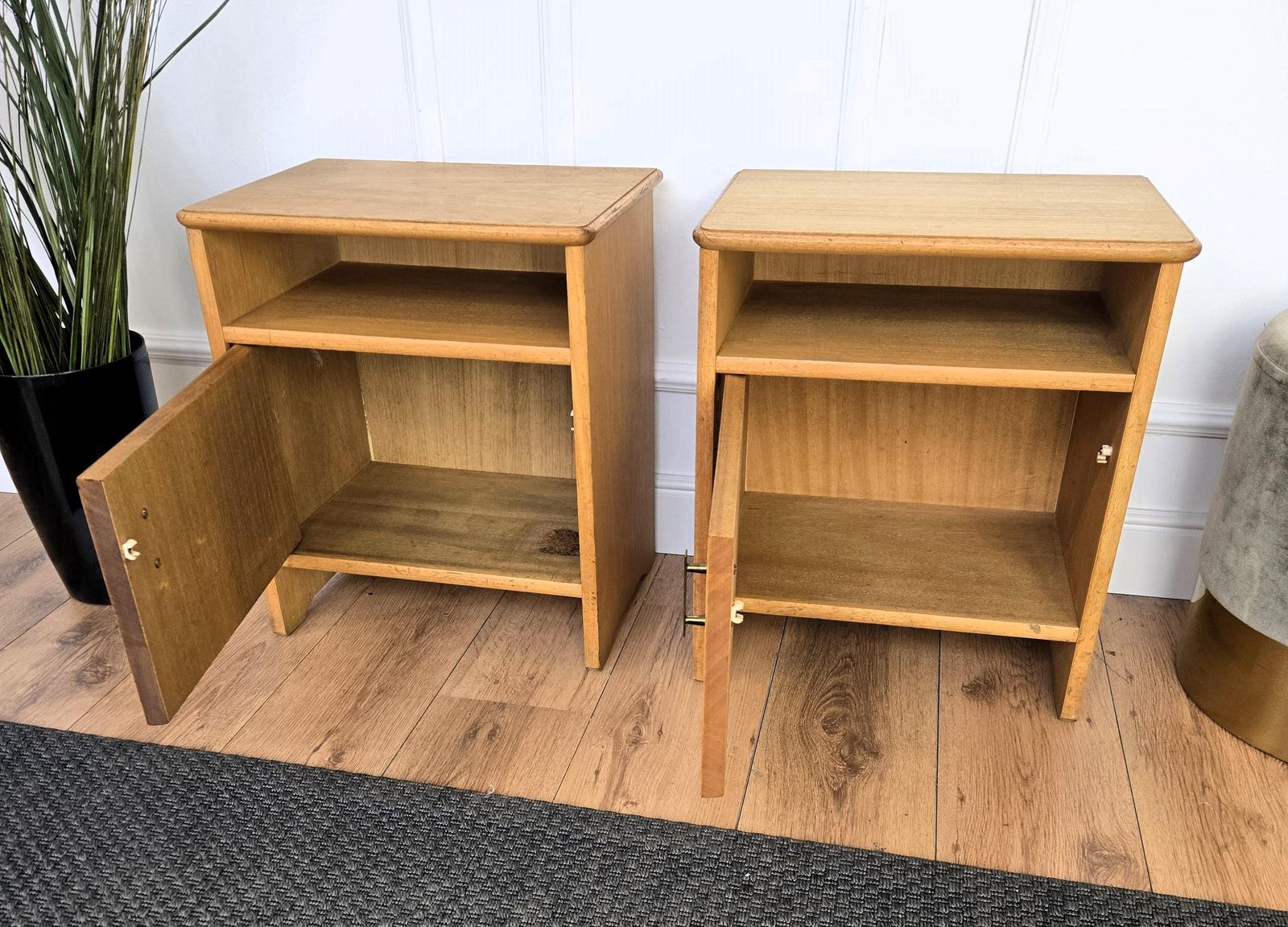 Pair Of Mid Century Modern Italian Wood Night Stands Bed Side Tables photo buy