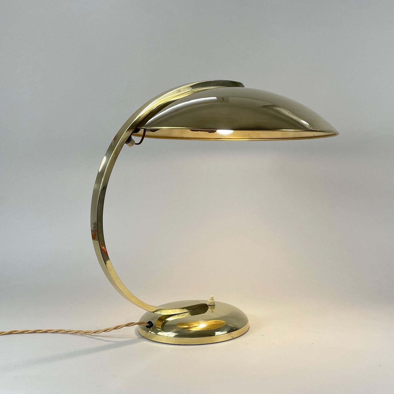 1637.0 Art Deco Bauhaus Brass Table Lamp Gleibo By Hillebrand, Germany 1930s photo