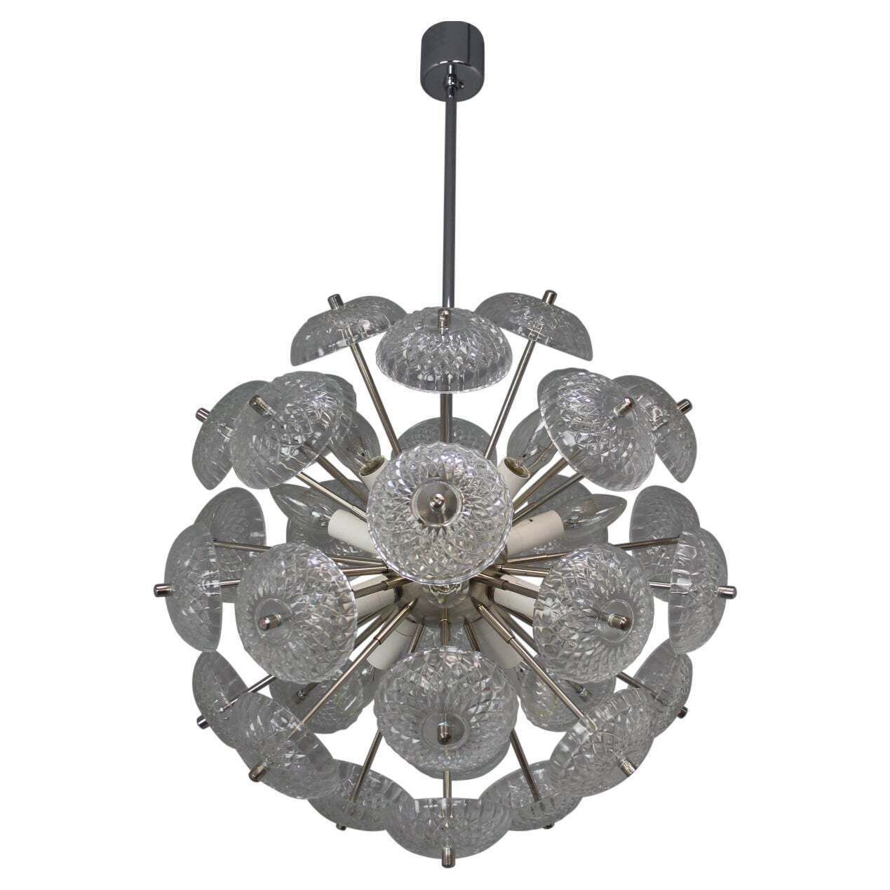 Mid Century Modern Dandelion Sputnik Chandelier, By Kamenicky Senov, 1960s