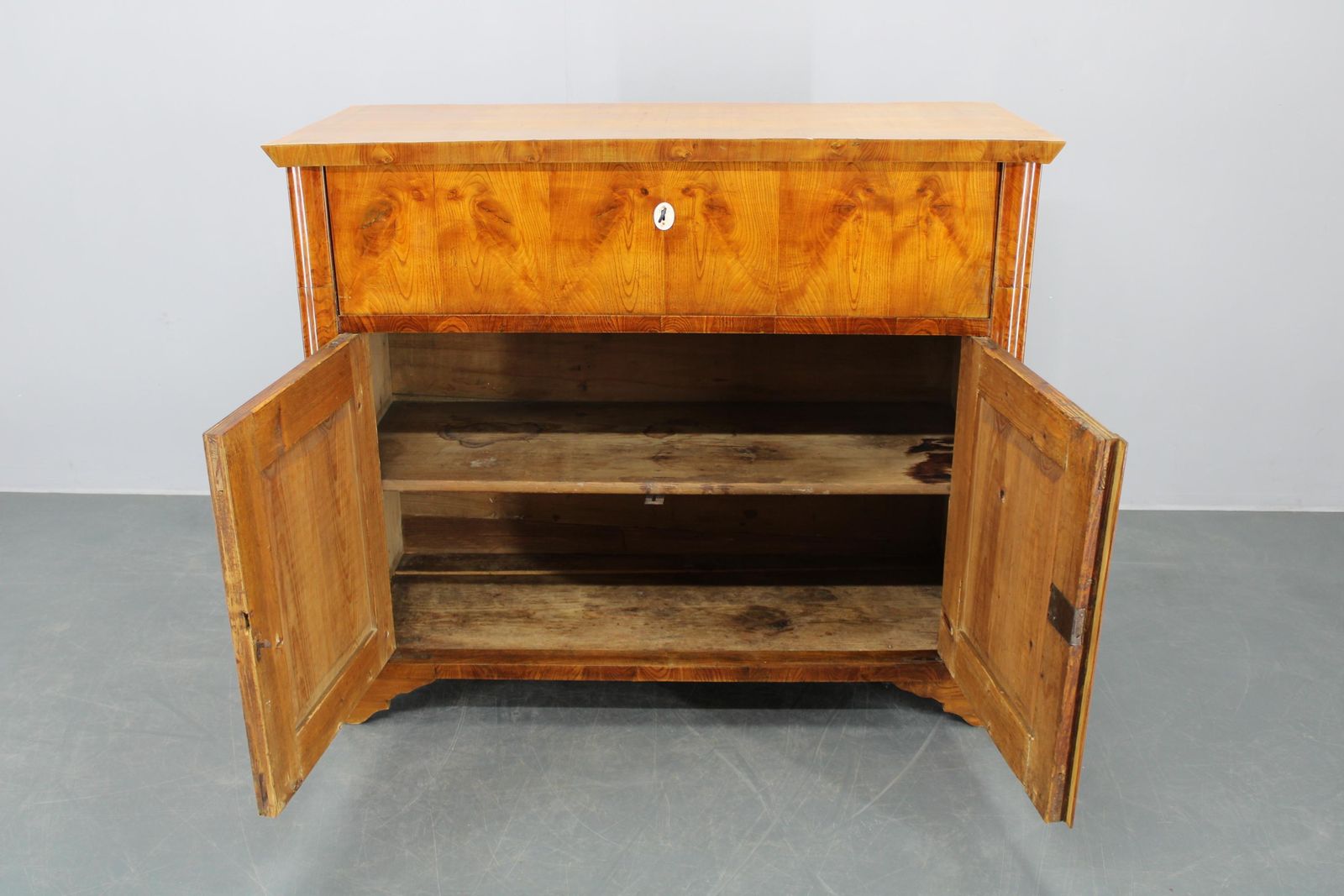 photo vinterior 1930s Antique Cabinet With Writing Area In Walnut Finish, Czechoslovakia