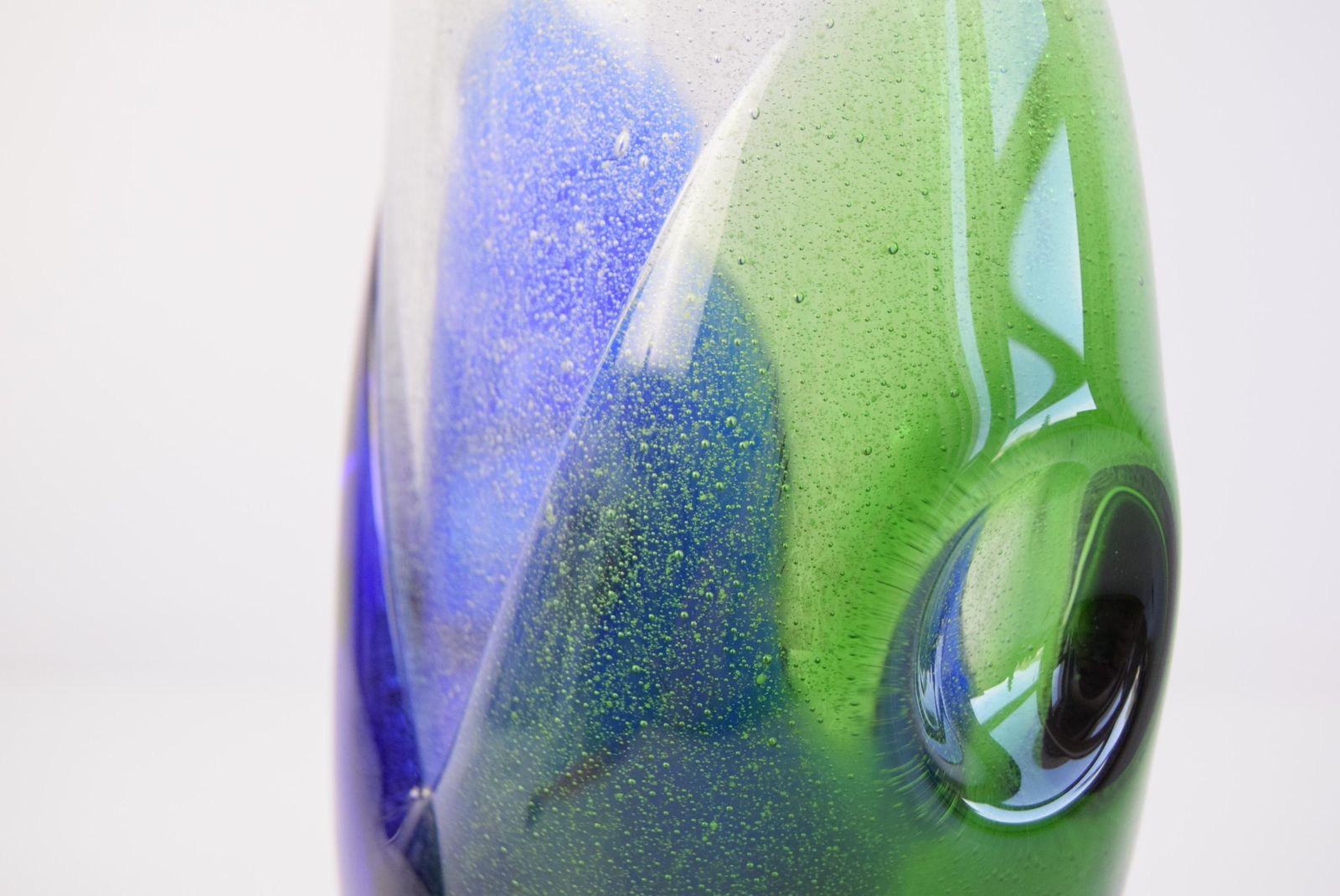 Czech Sommerso Art Glass Vase In Blue And Green photo buy