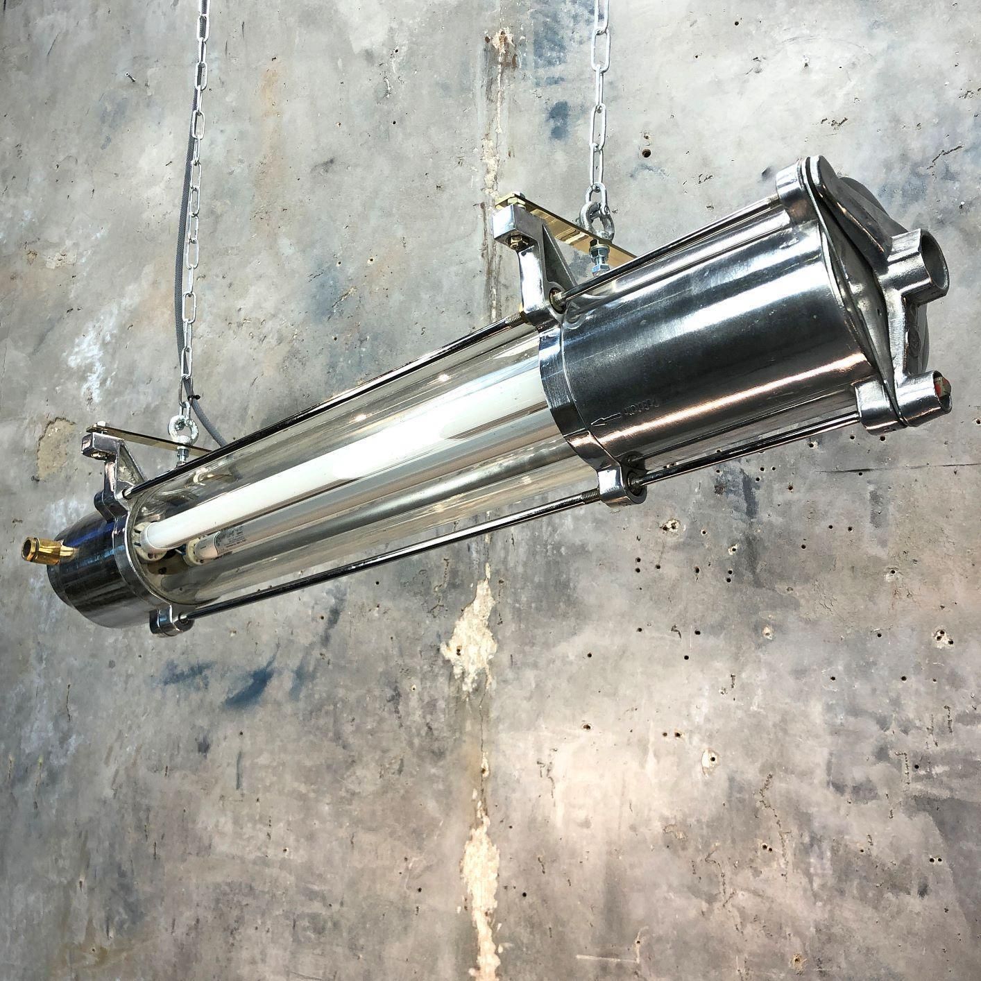 1970s German Industrial Cast Aluminum And Glass T8 Explosion Proof Striplight photo furniture