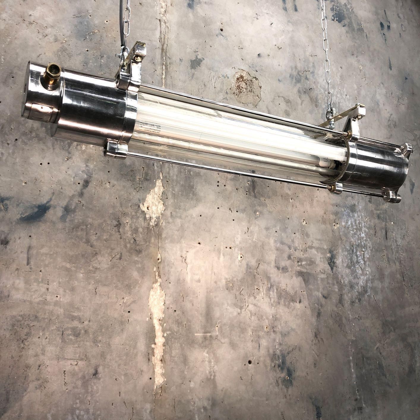 1970s German Industrial Cast Aluminum And Glass T8 Explosion Proof Striplight photo Lighting
