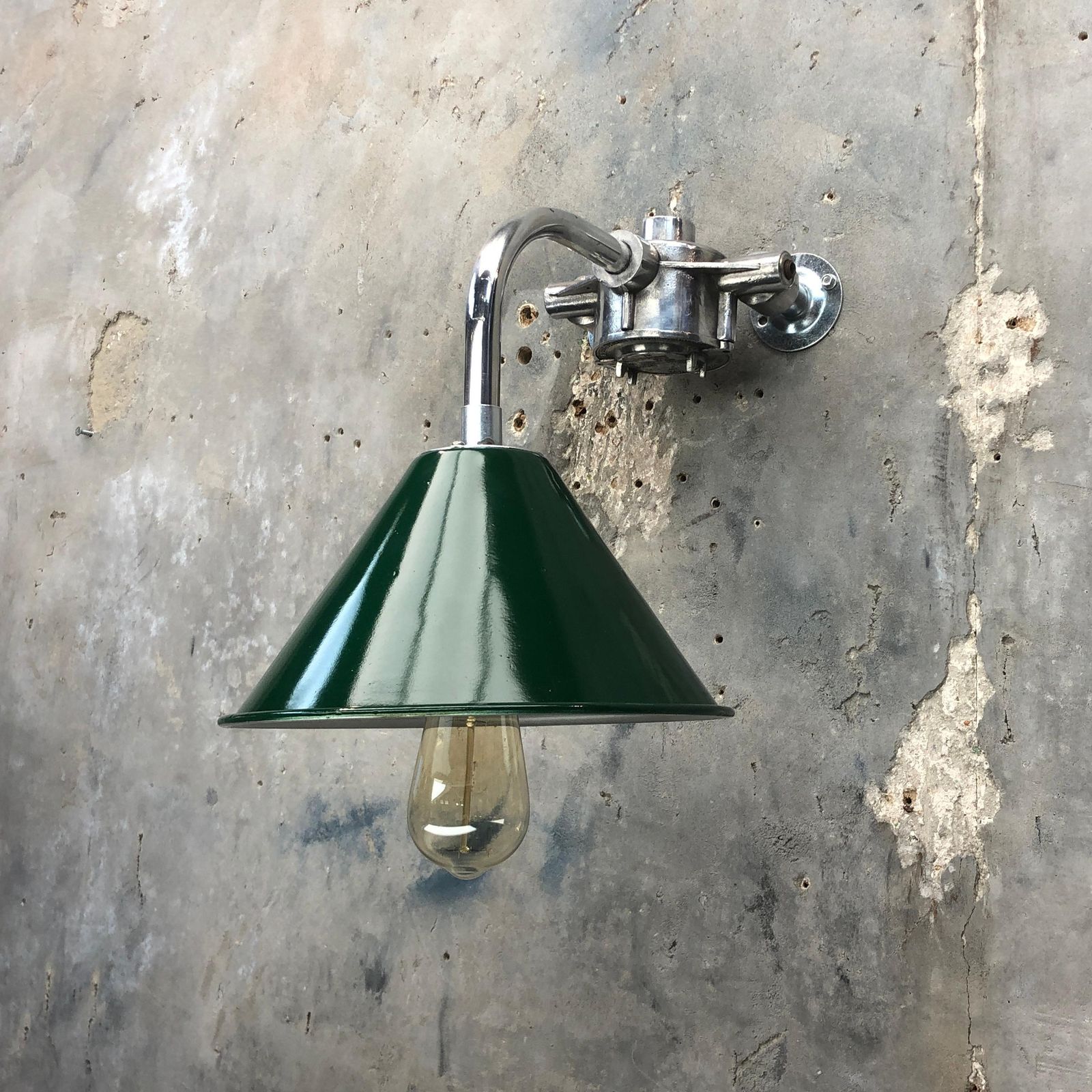 1980s Ex British Army Lamp Shade And Galvanized Steel Short Reach Cantilever photo 347.0