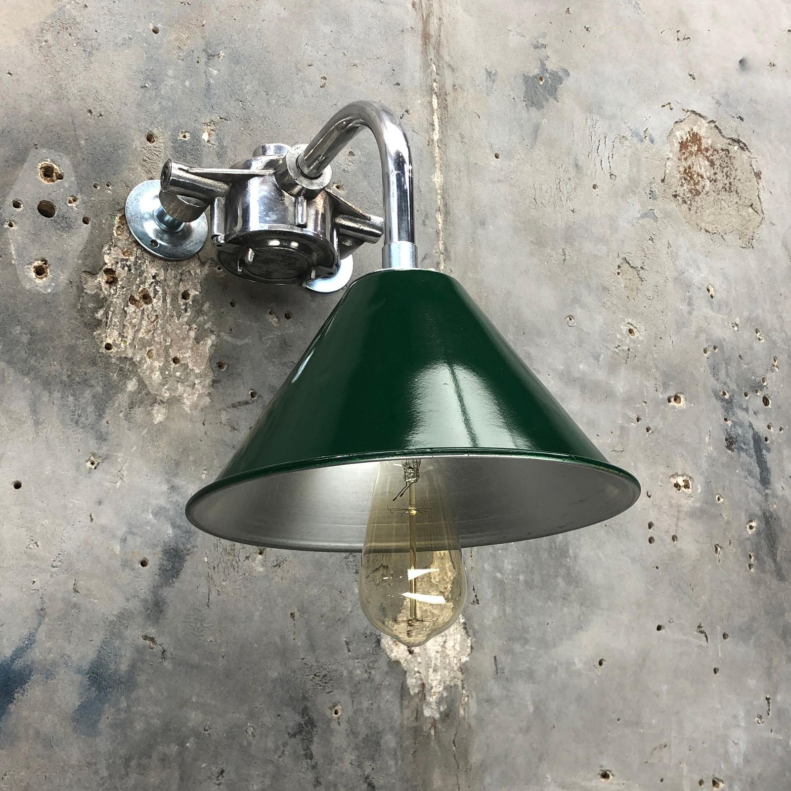 photo furniture 1980s Ex British Army Lamp Shade And Galvanized Steel Short Reach Cantilever