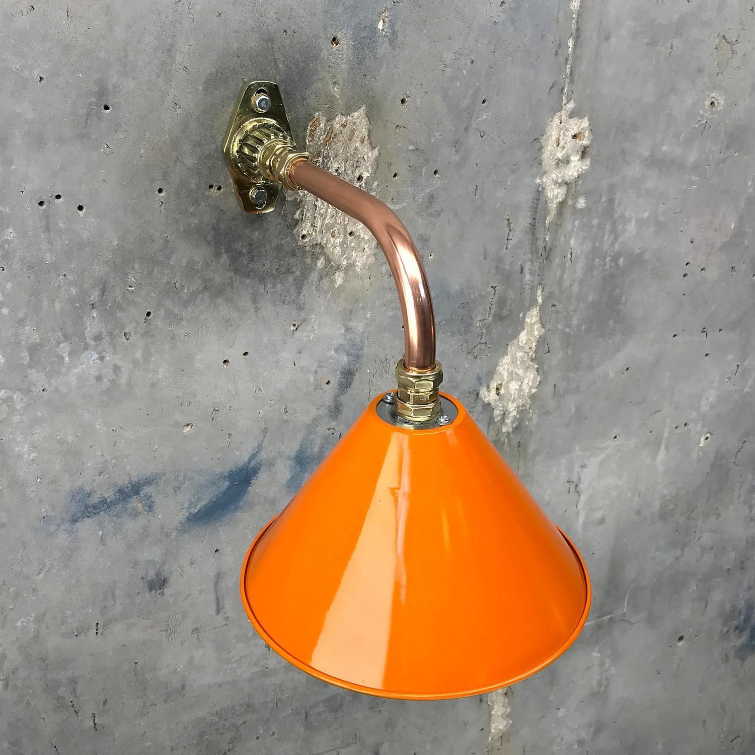 Lighting 1980s Ex British Army Light Shade / Copper & Brass Cantilever, Custom Colours photo