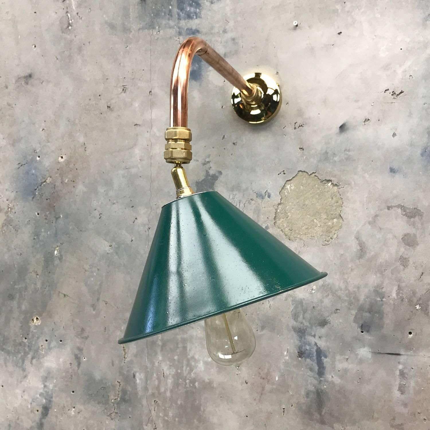 1980s Ex British Army Festoon Shade And Copper Cantilever Wall Lamp Edison Bulb photo 326.0