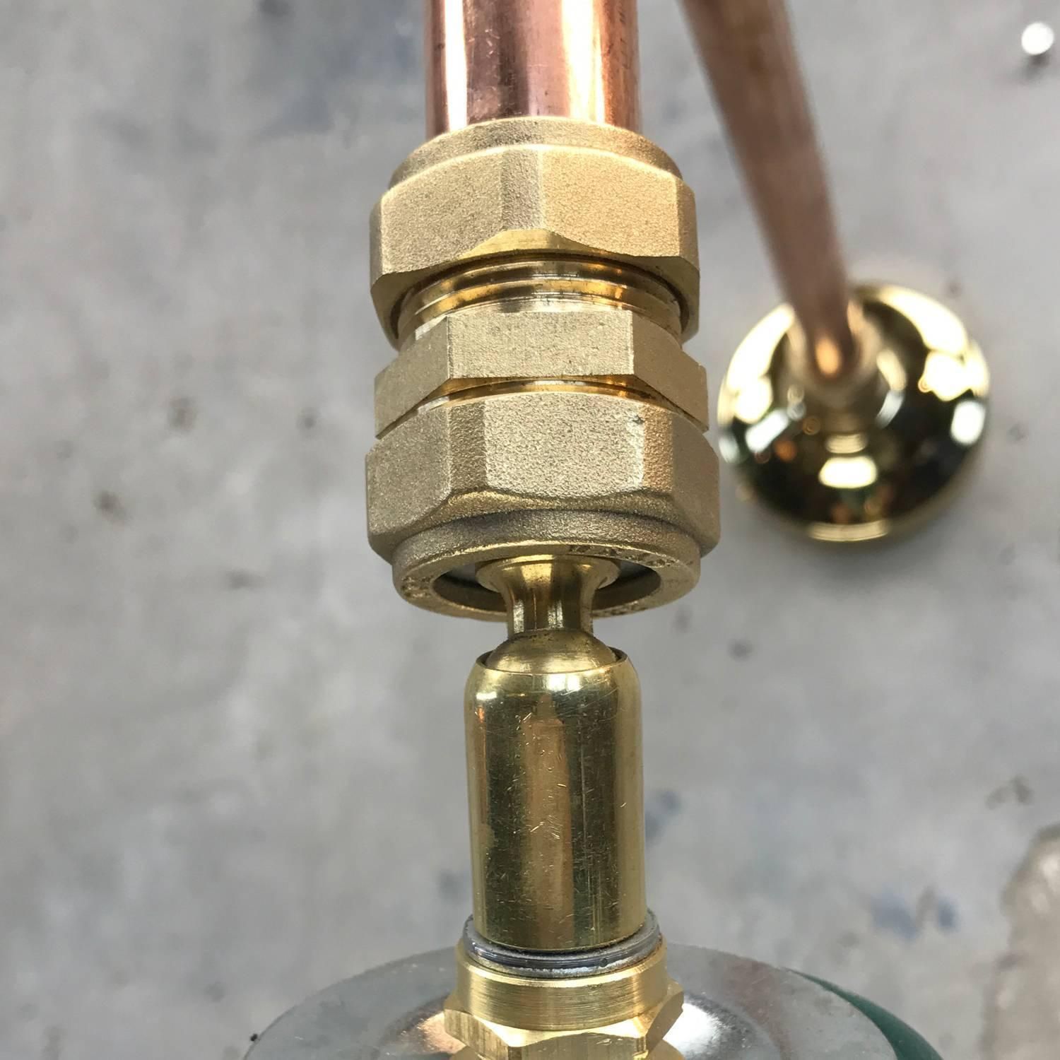 1980s Ex British Army Festoon Shade And Copper Cantilever Wall Lamp Edison Bulb photo vinterior