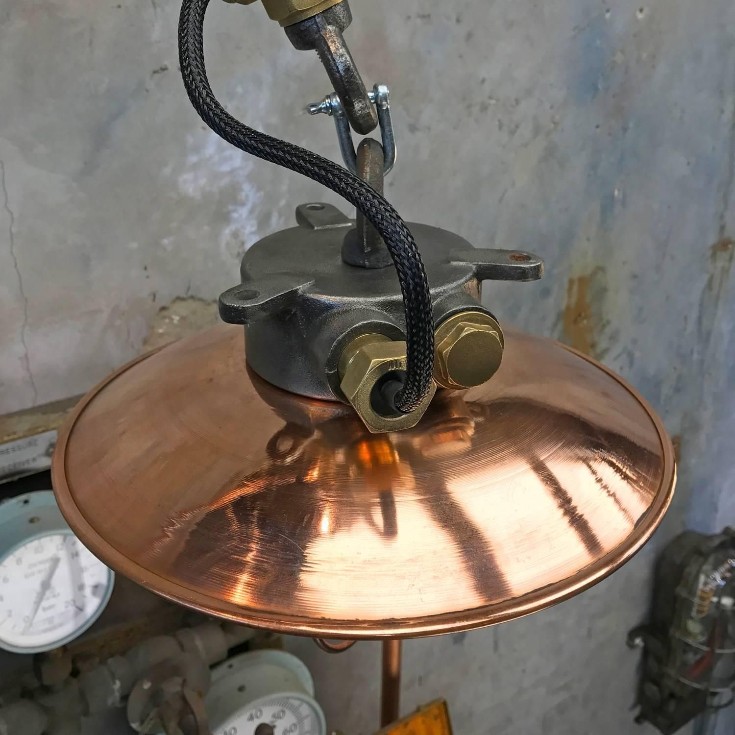 1970s Japanese Copper & Iron Cantilever Wall Light With Brass Fittings & Cage photo buy
