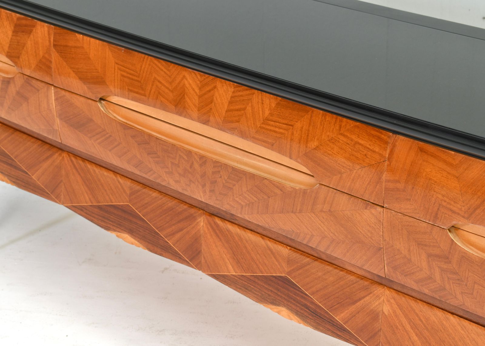 photo for sale Italian Sideboard Attributed To Vittorio Dassi In Walnut, Glass And Brass, 1950s