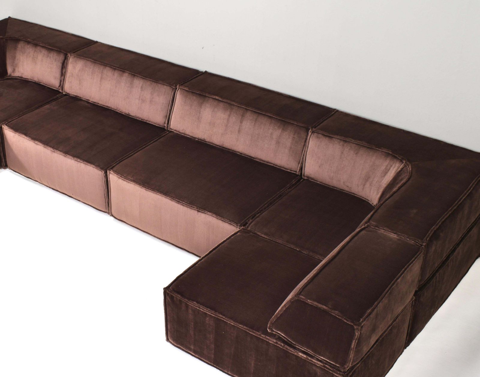 Cor Trio Sectional Sofa In Chocolate Brown Velvet 1972  New Upholstery photo buy