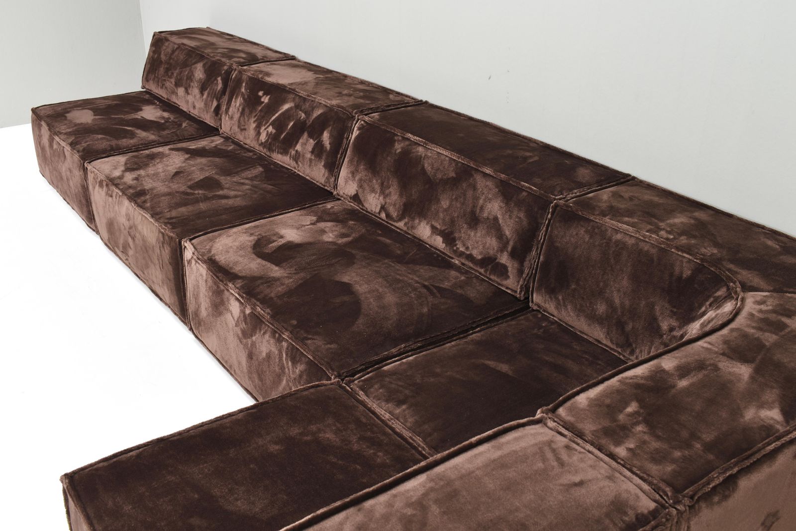 photo furniture Cor Trio Sectional Sofa In Chocolate Brown Velvet 1972  New Upholstery