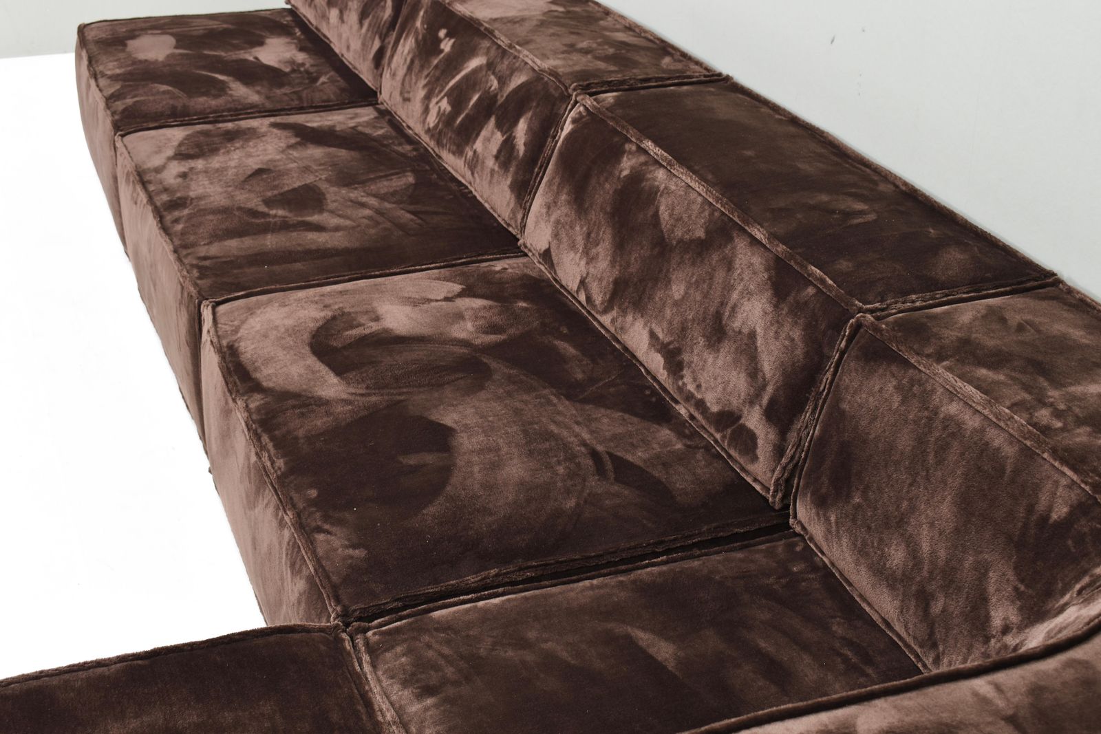 photo for sale Cor Trio Sectional Sofa In Chocolate Brown Velvet 1972  New Upholstery