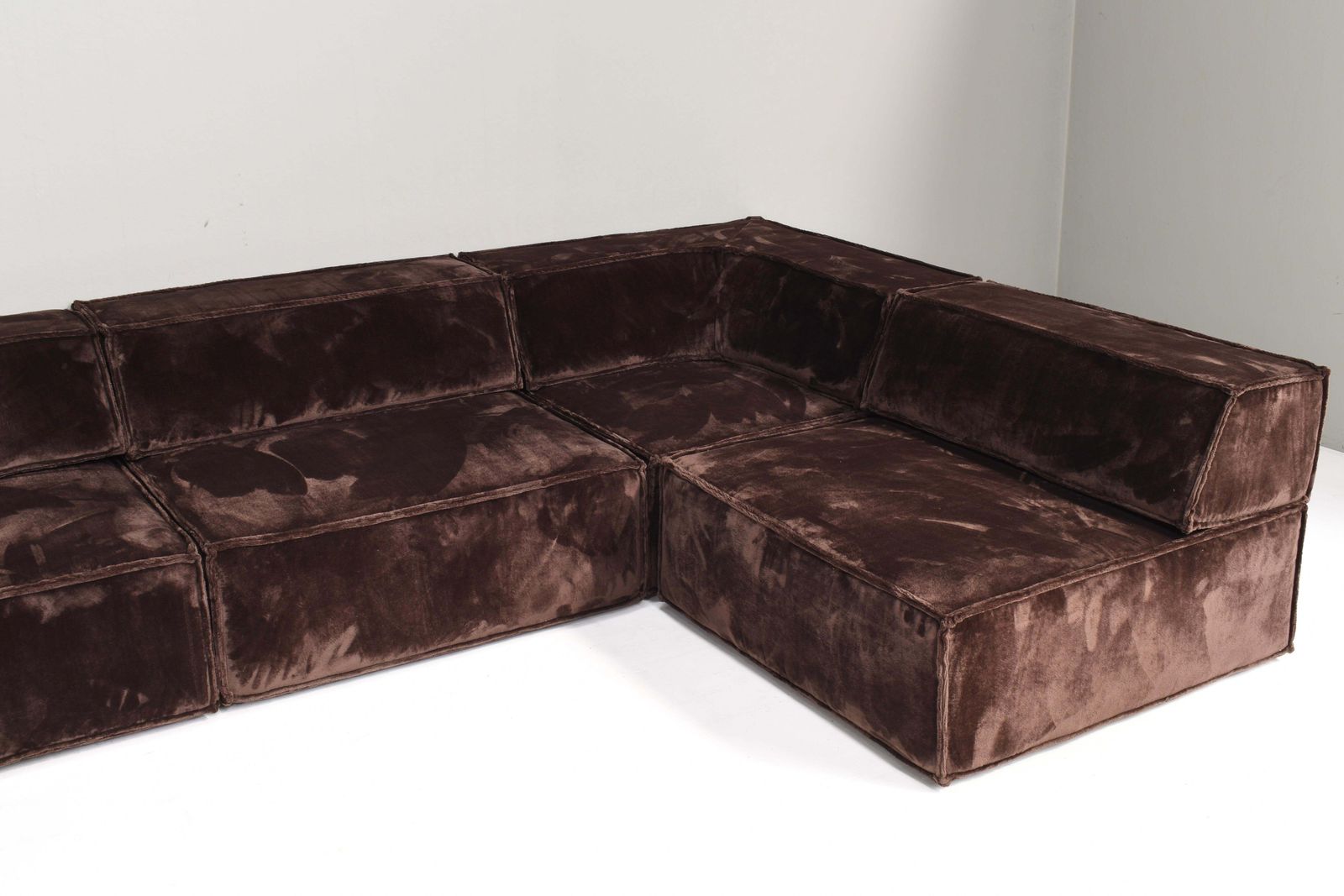 photo buy Cor Trio Sectional Sofa In Chocolate Brown Velvet 1972  New Upholstery
