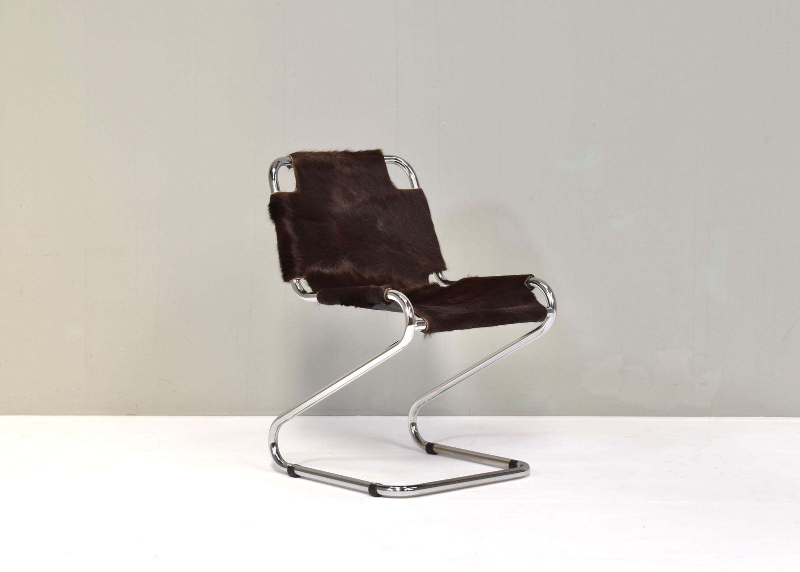 1970s Italian Chair In Cowhide And Chrome   Italy, 1970s photo for sale