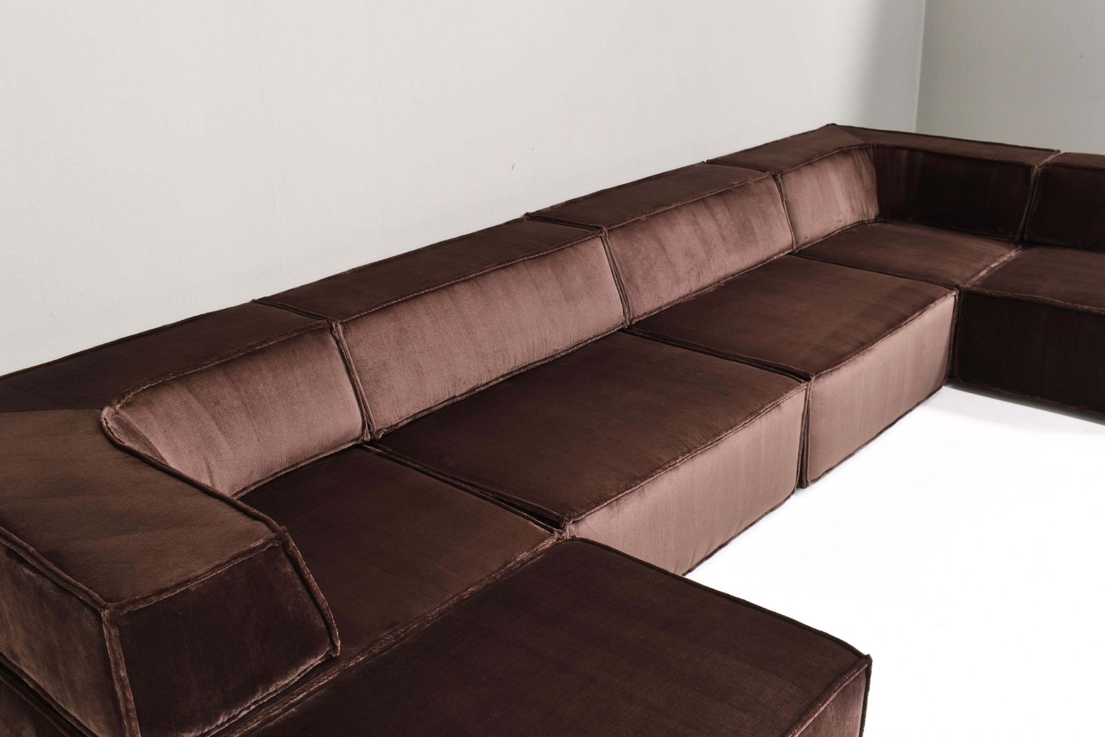 Chocolate Brown Cor Trio Sectional Sofa Germany Switzerland 1972  New Upholstery photo furniture