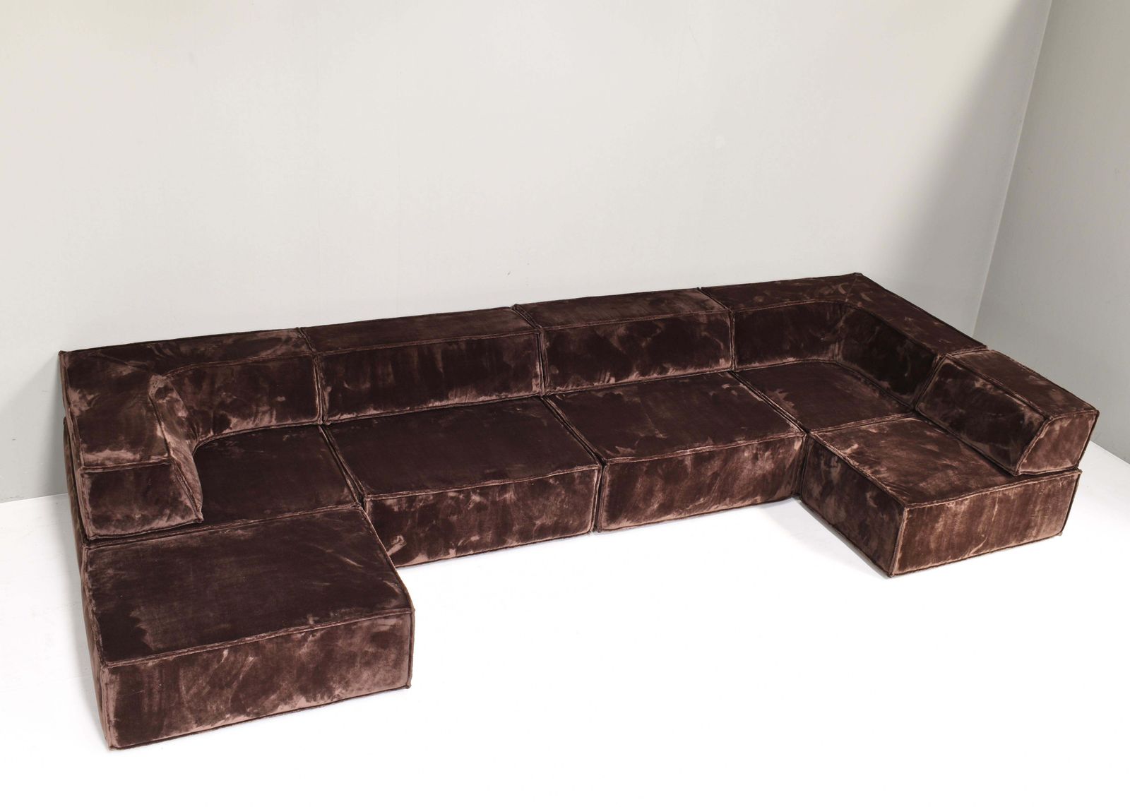 photo furniture Chocolate Brown Cor Trio Sectional Sofa Germany Switzerland 1972  New Upholstery