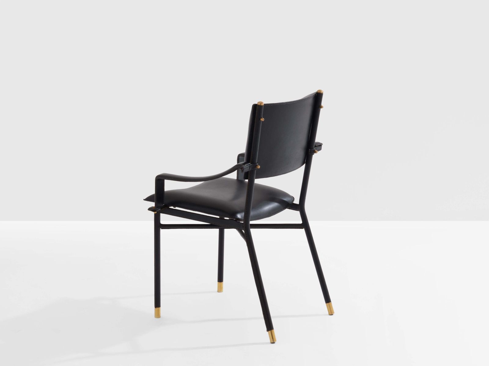 Fauteuil de bureau Jacques Adnet en cuir sellier laiton, 1950 photo 18104.0