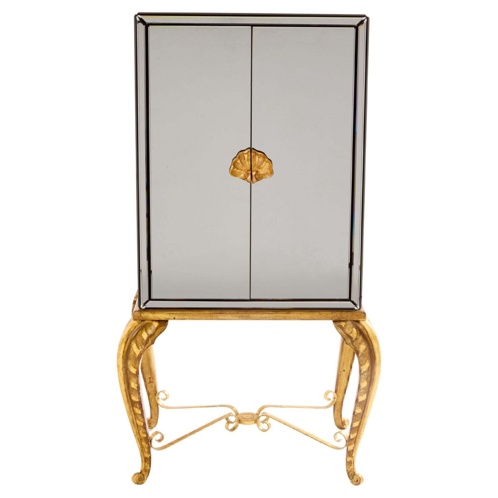 Maison Jansen Gilt Wood And Mirrored Bar Cabinet 1940
