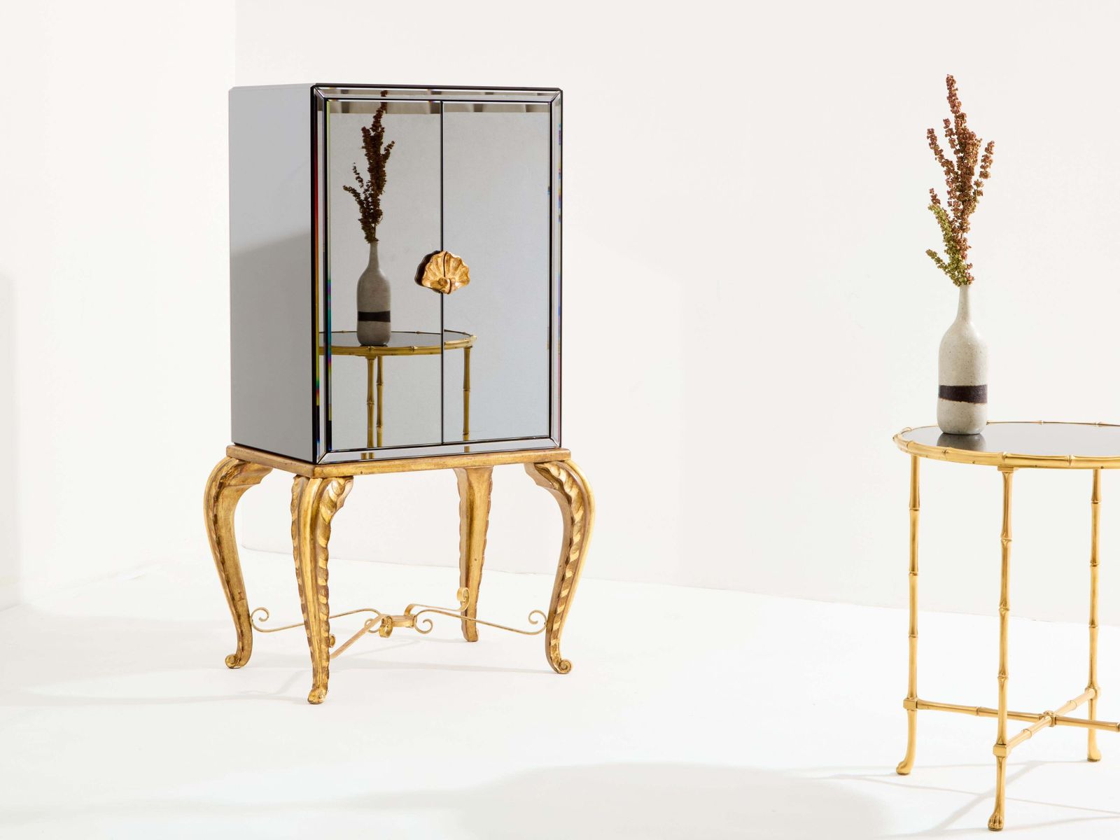 Maison Jansen Gilt Wood And Mirrored Bar Cabinet 1940 photo Furniture