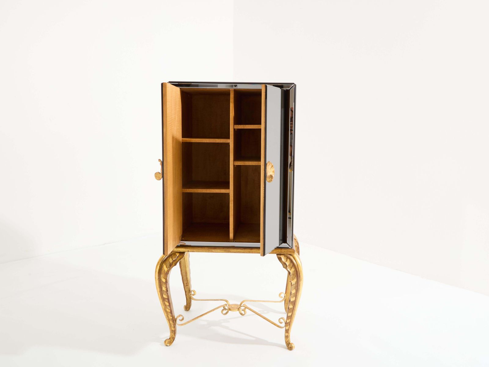 Maison Jansen Gilt Wood And Mirrored Bar Cabinet 1940 photo buy