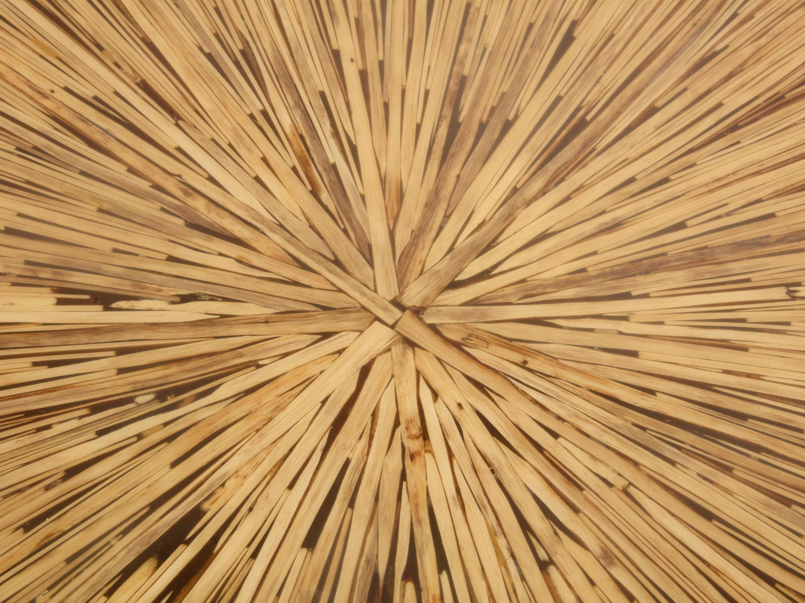 Table basse en marqueterie de bambou et laiton, années 1980 photo vinterior
