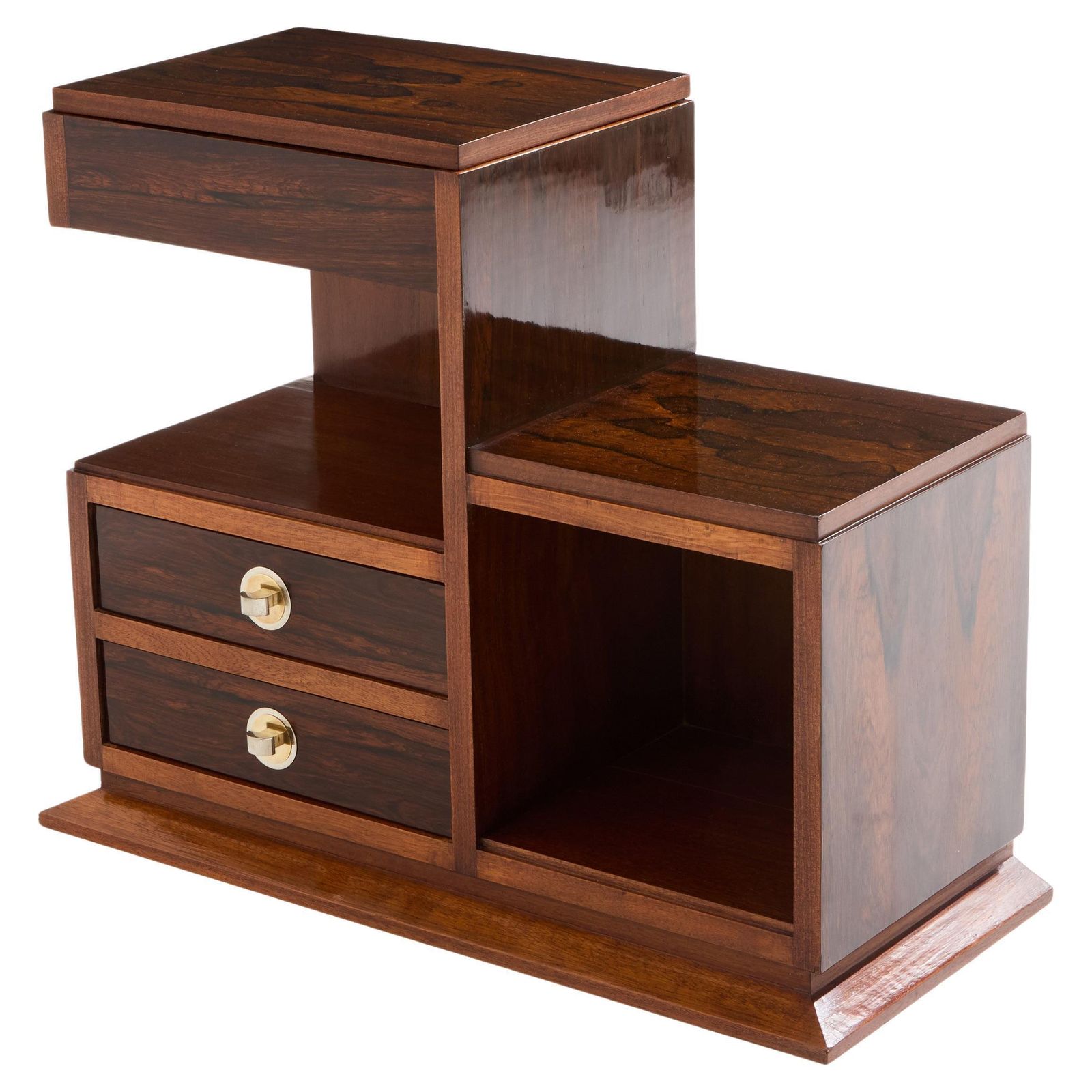 French Art Deco Rosewood And Brass Sewing Cabinet 1940s