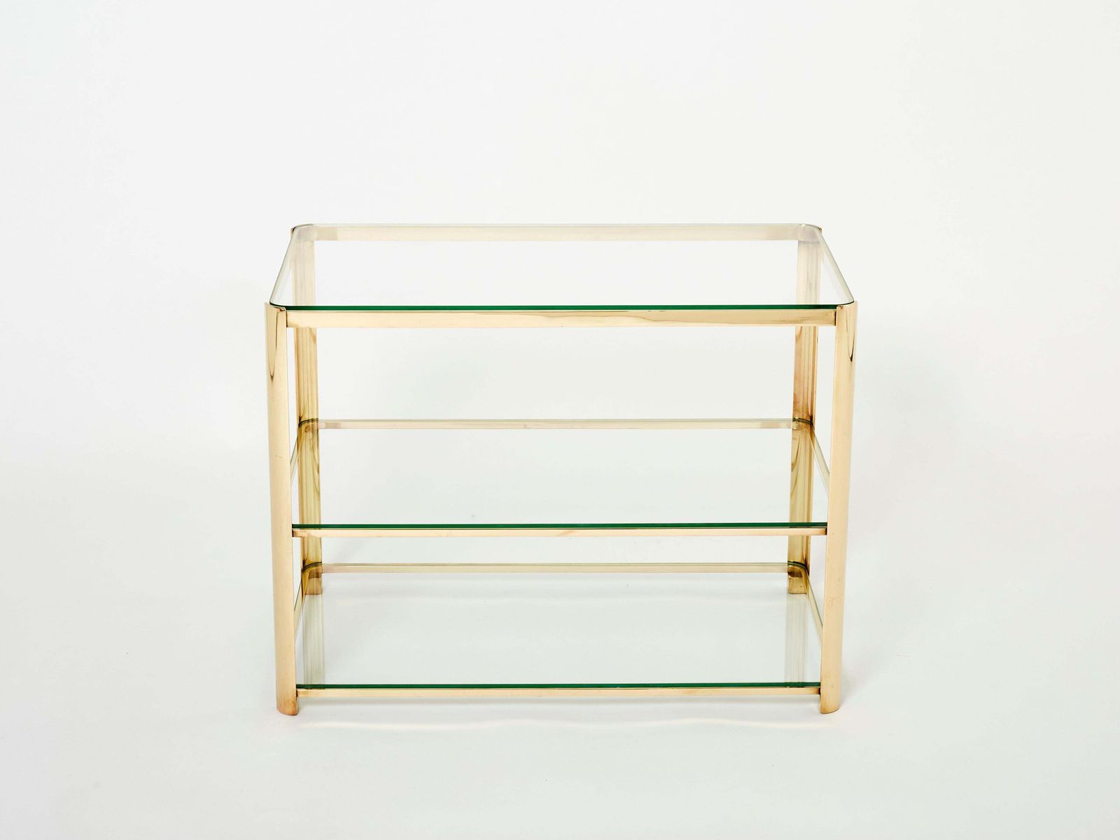Table d'appoint à trois niveaux en bronze, par Jacques Quinet pour Broncz, années 1960 photo furniture