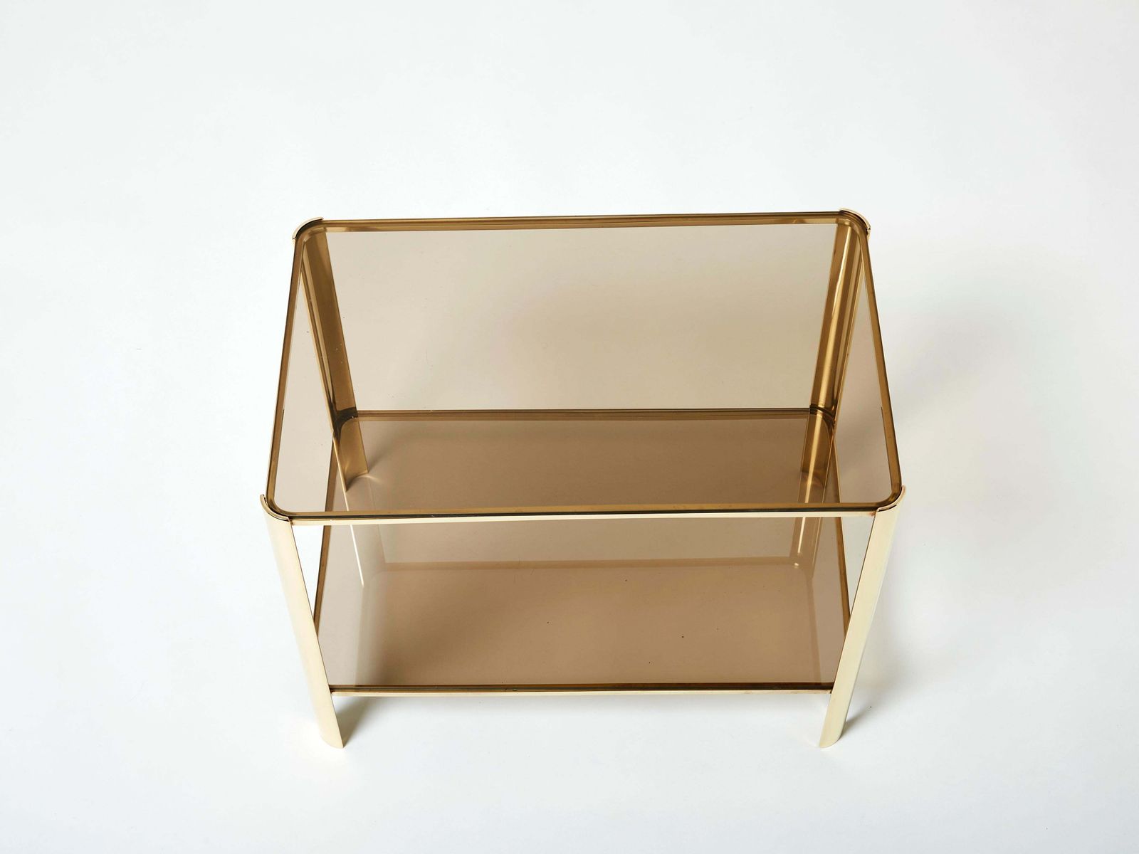 photo for sale Table d'appoint à deux plateaux en bronze par Jacques Quinet pour Broncz, années 1960