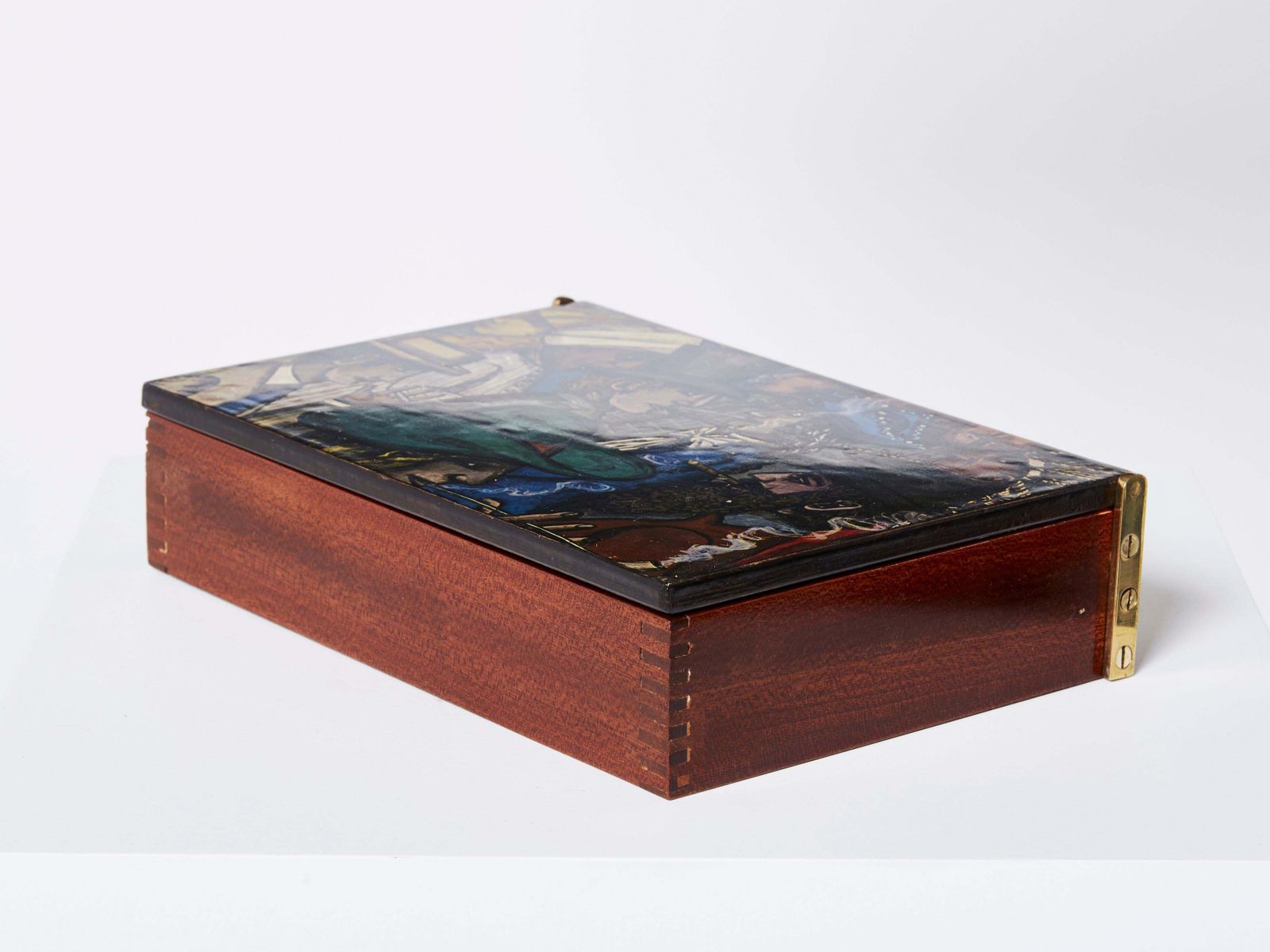 Mahogany Painted Wood Box 1950 photo buy