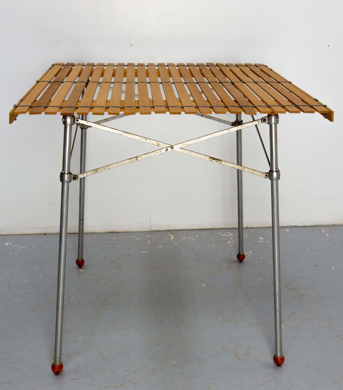 French Foldable Market Table Iron And Pine Or Pic Nic Table, Circa 1950 photo furniture