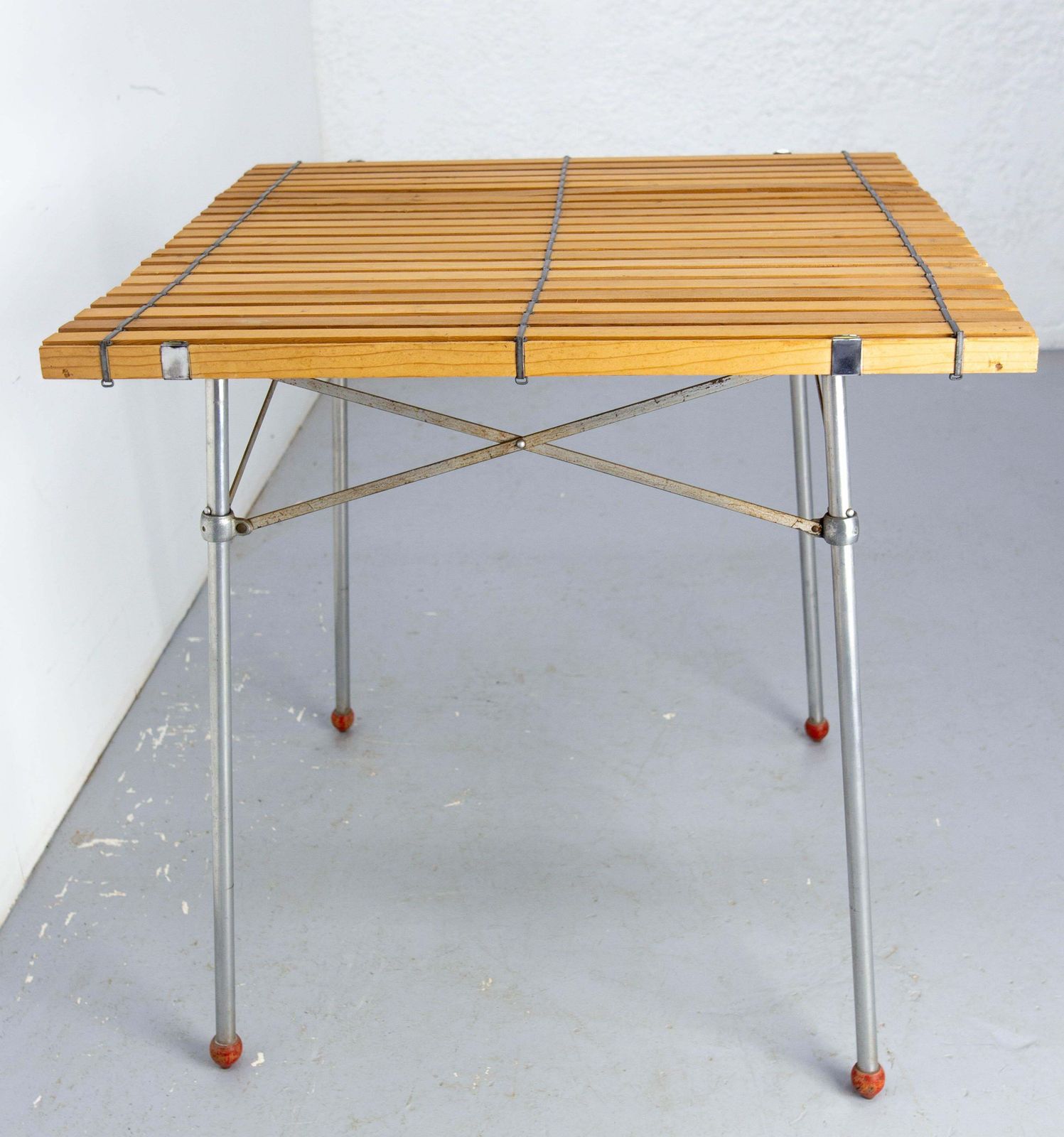 French Foldable Market Table Iron And Pine Or Pic Nic Table, Circa 1950 photo 1001.0
