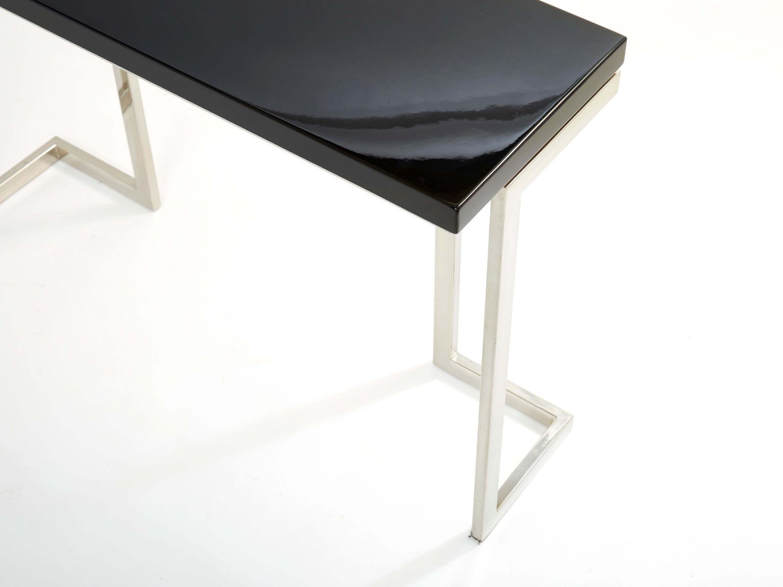 Console Guy Lefevre pour Maison Jansen en laque noire et chrome, années 1970 photo vinterior