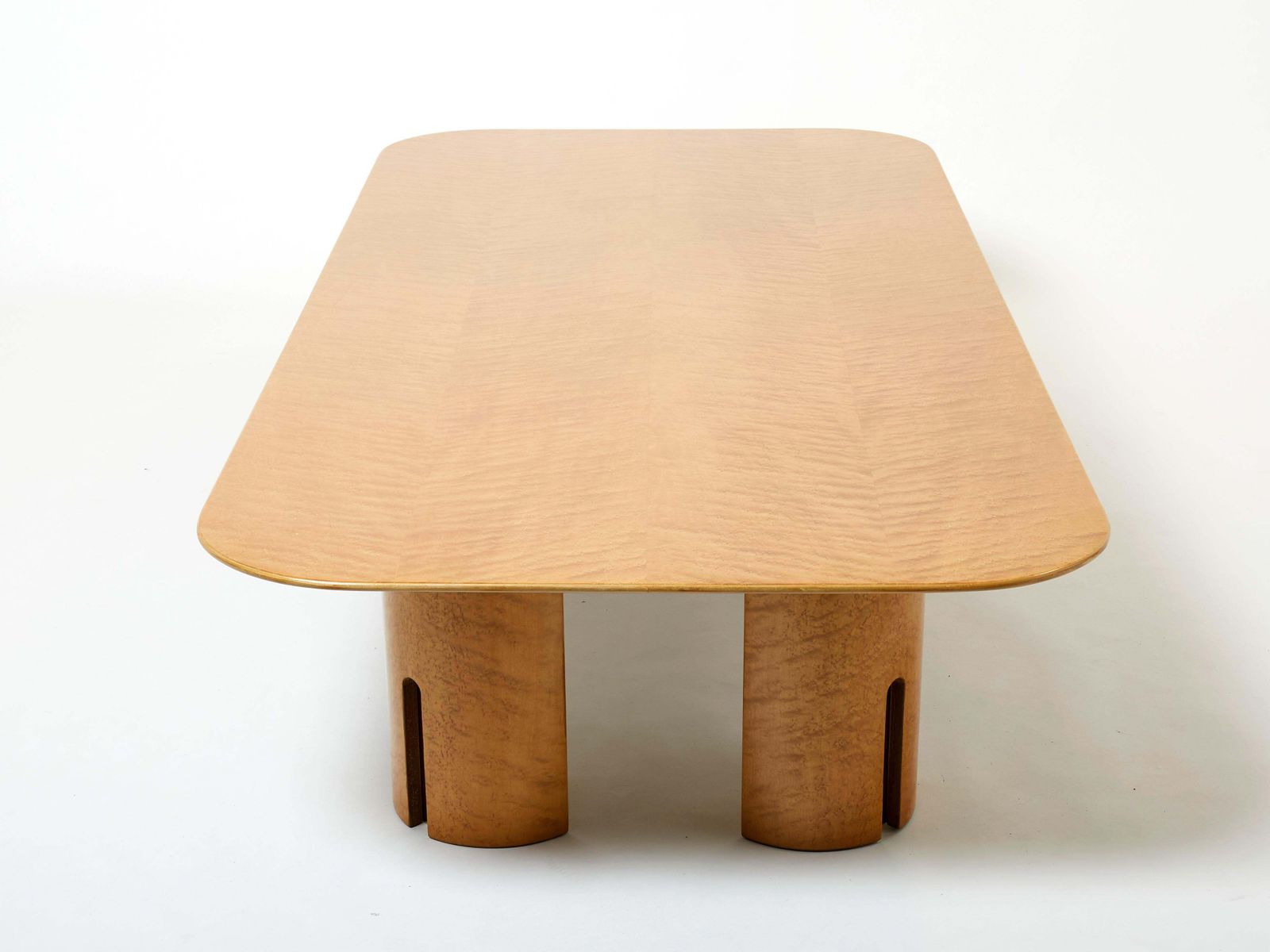 Table basse extra-large Giovanni Offredi pour Saporiti, érable et laiton, années 1980 photo vinterior