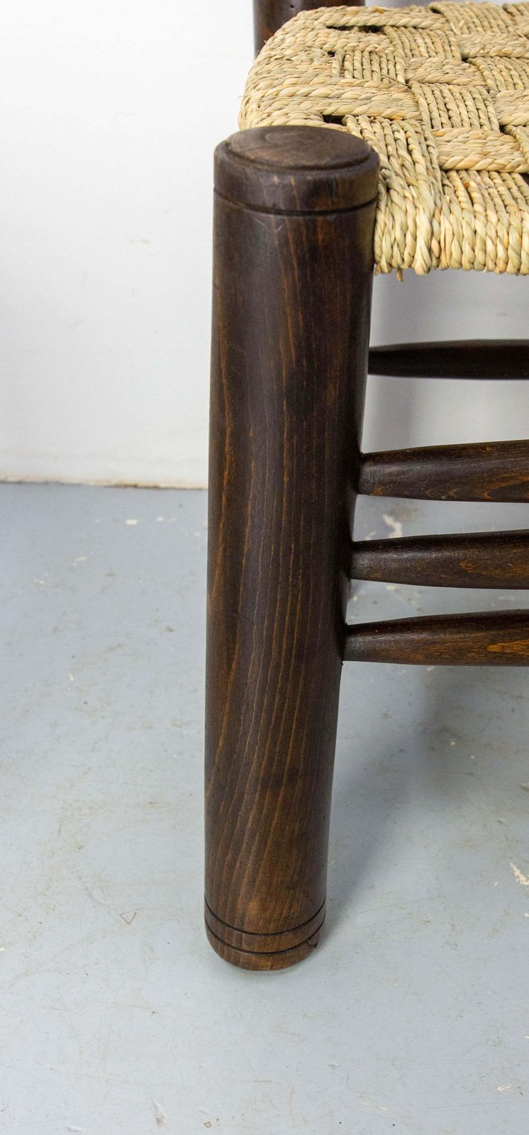 photo furniture French Pair Of Ash Wood & Straw Chairs By Dudouyt, Circa 1940