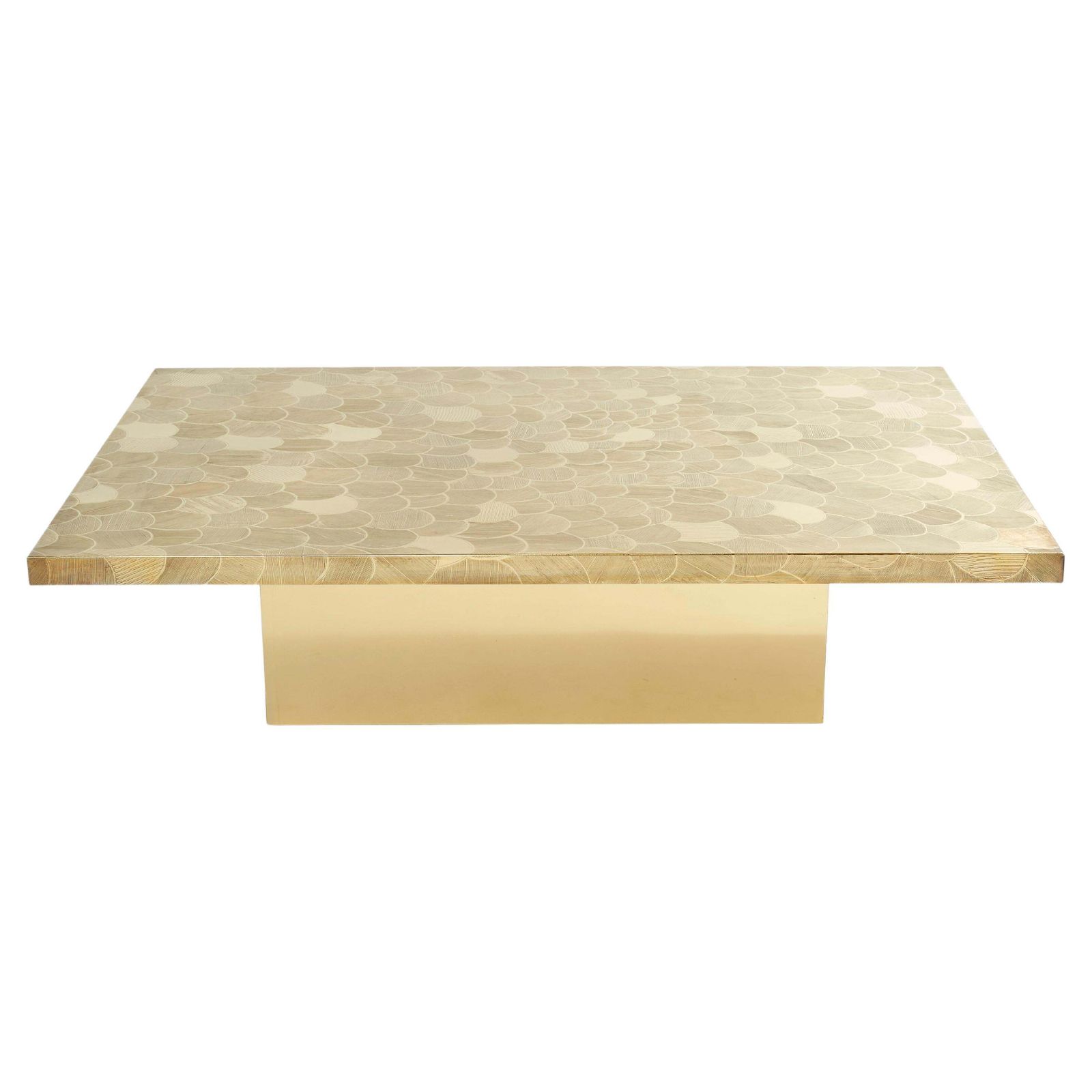 Christian Krekels Signed Belgian Etched Brass Coffee Table 1970