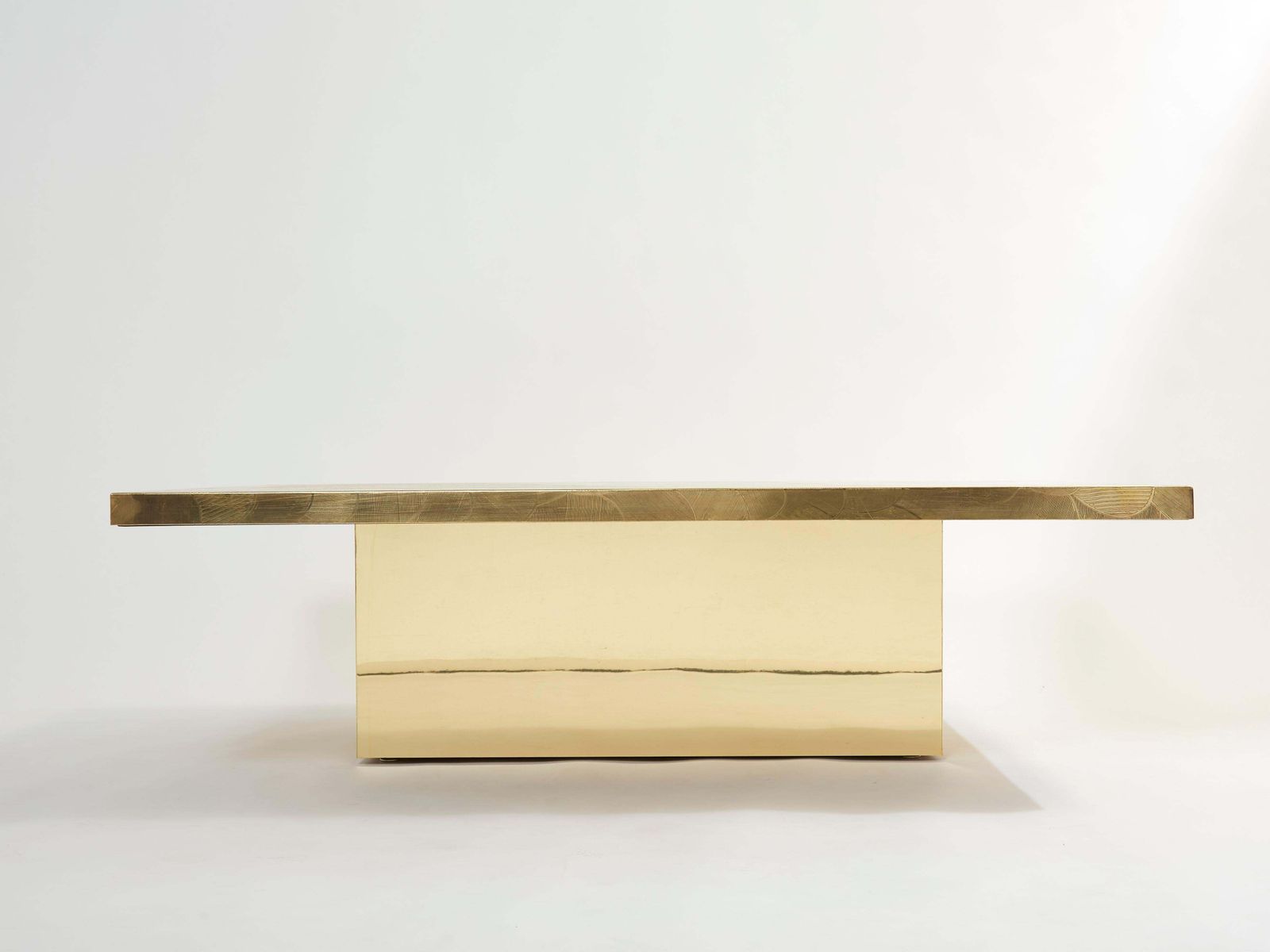 Furniture Christian Krekels Signed Belgian Etched Brass Coffee Table 1970 photo