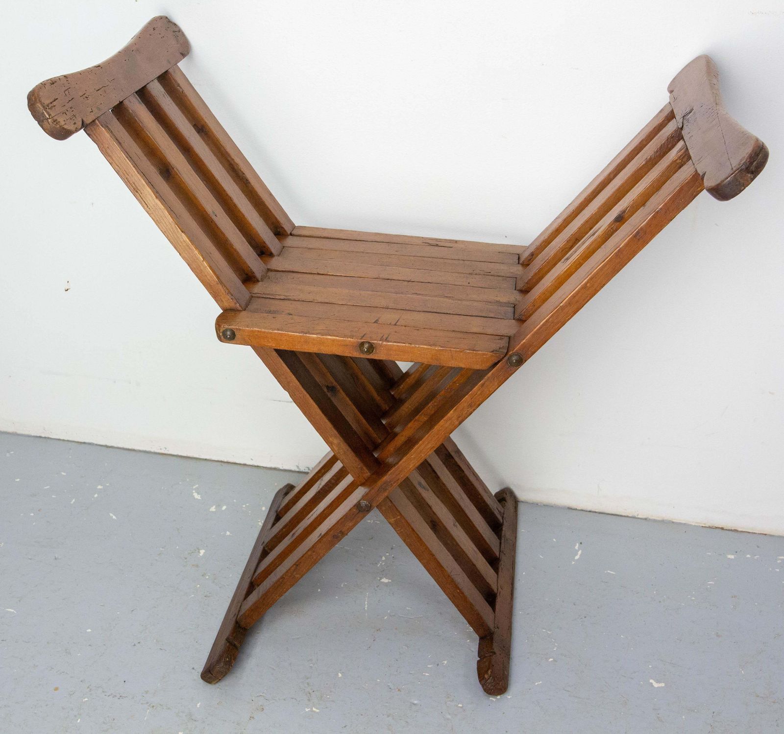 676.0 French Pine Curule Or Dagobert Foldable Armchair, French, Circa 1960 photo