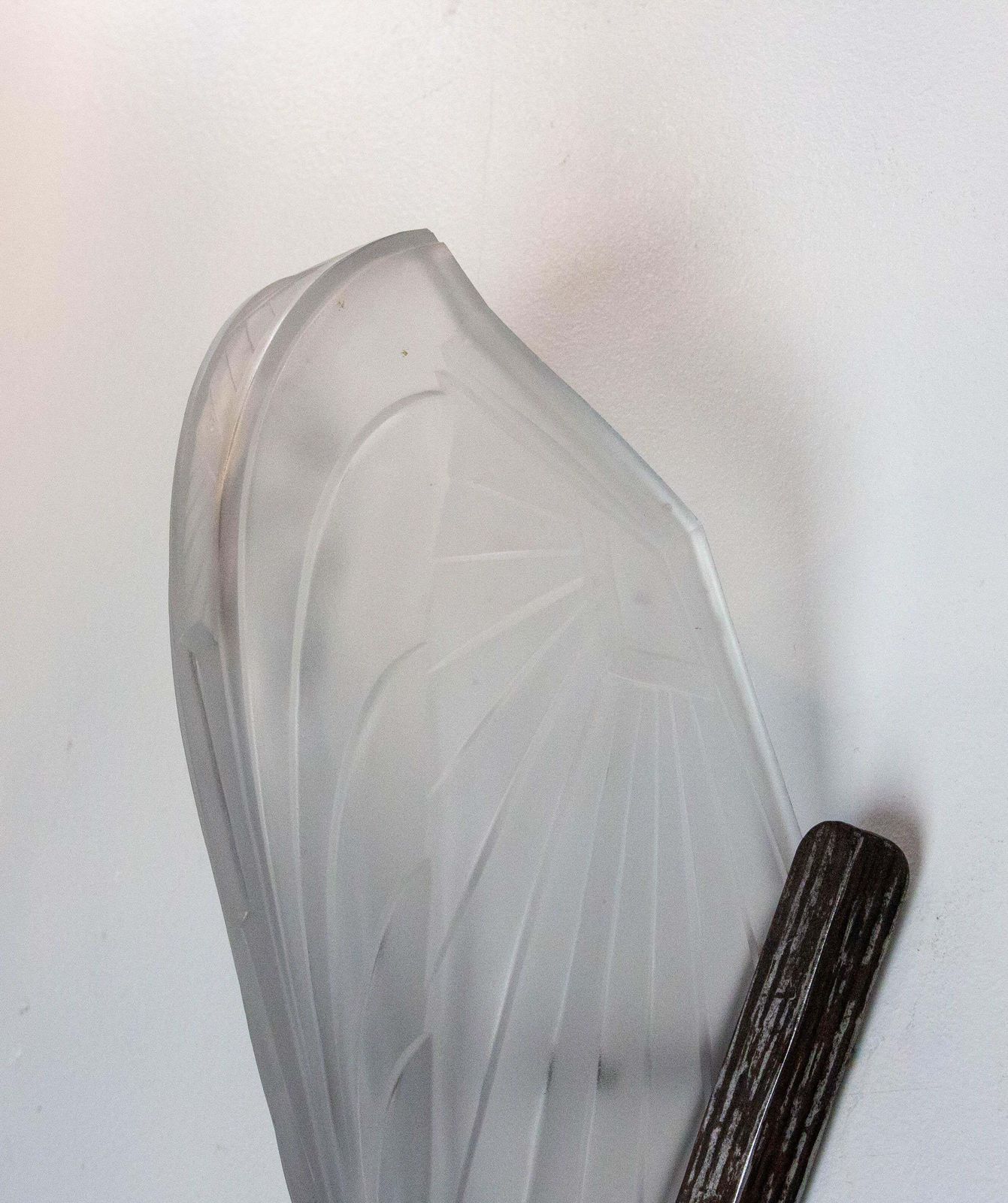 Wall Sconce Art Deco Frozen Iron & Glass Signed Ejg (J Gauthier) C. 1930  French photo furniture