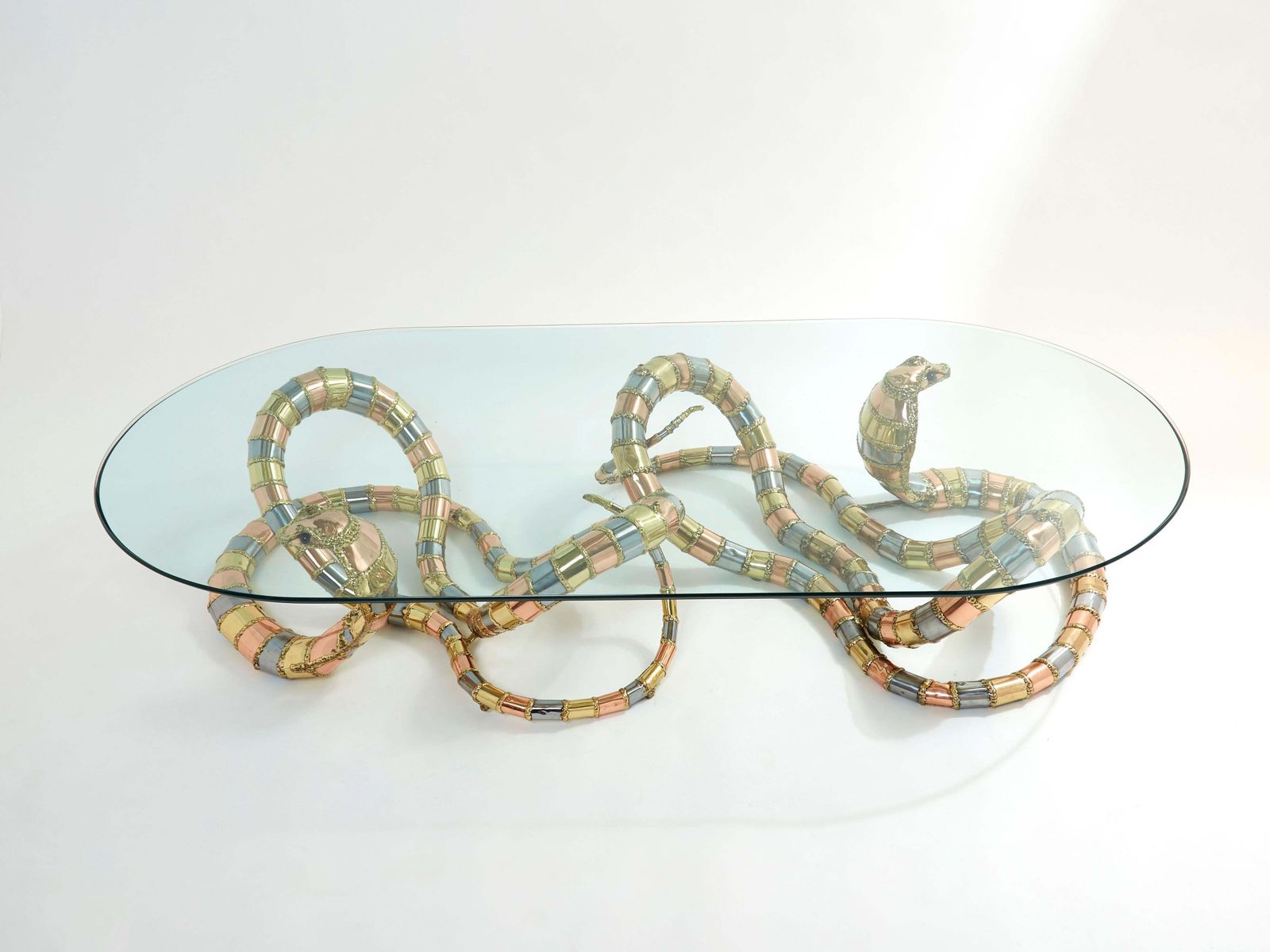 Signed Isabelle Faure Cobra Sculpture Xl Coffee Table, 1970s photo furniture