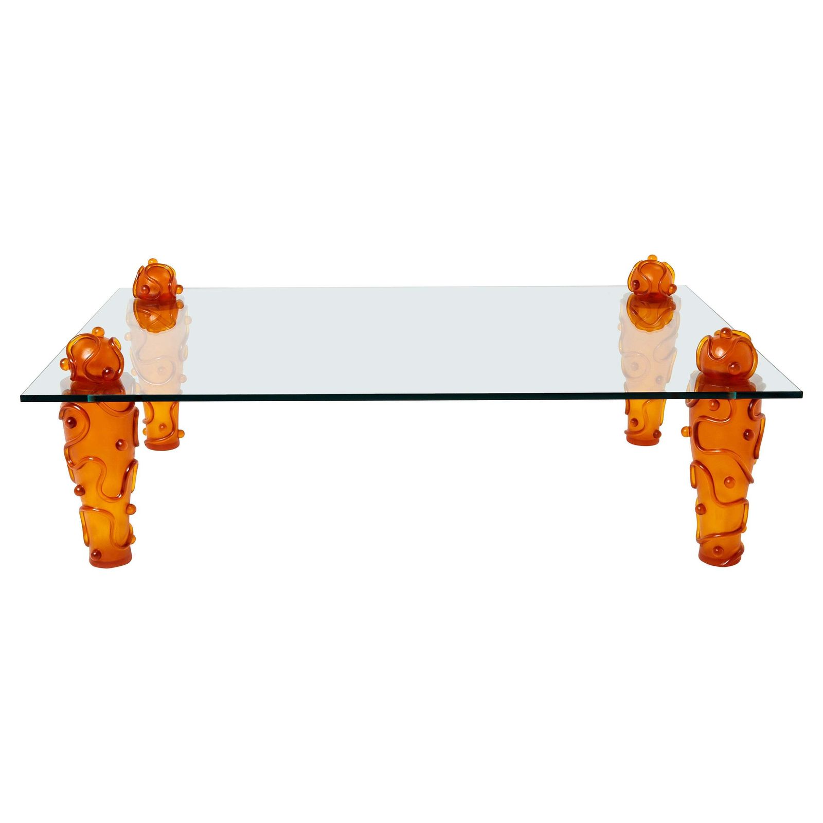 Large Signed Resin Glass Coffee Table By Garouste & Bonetti 1990s